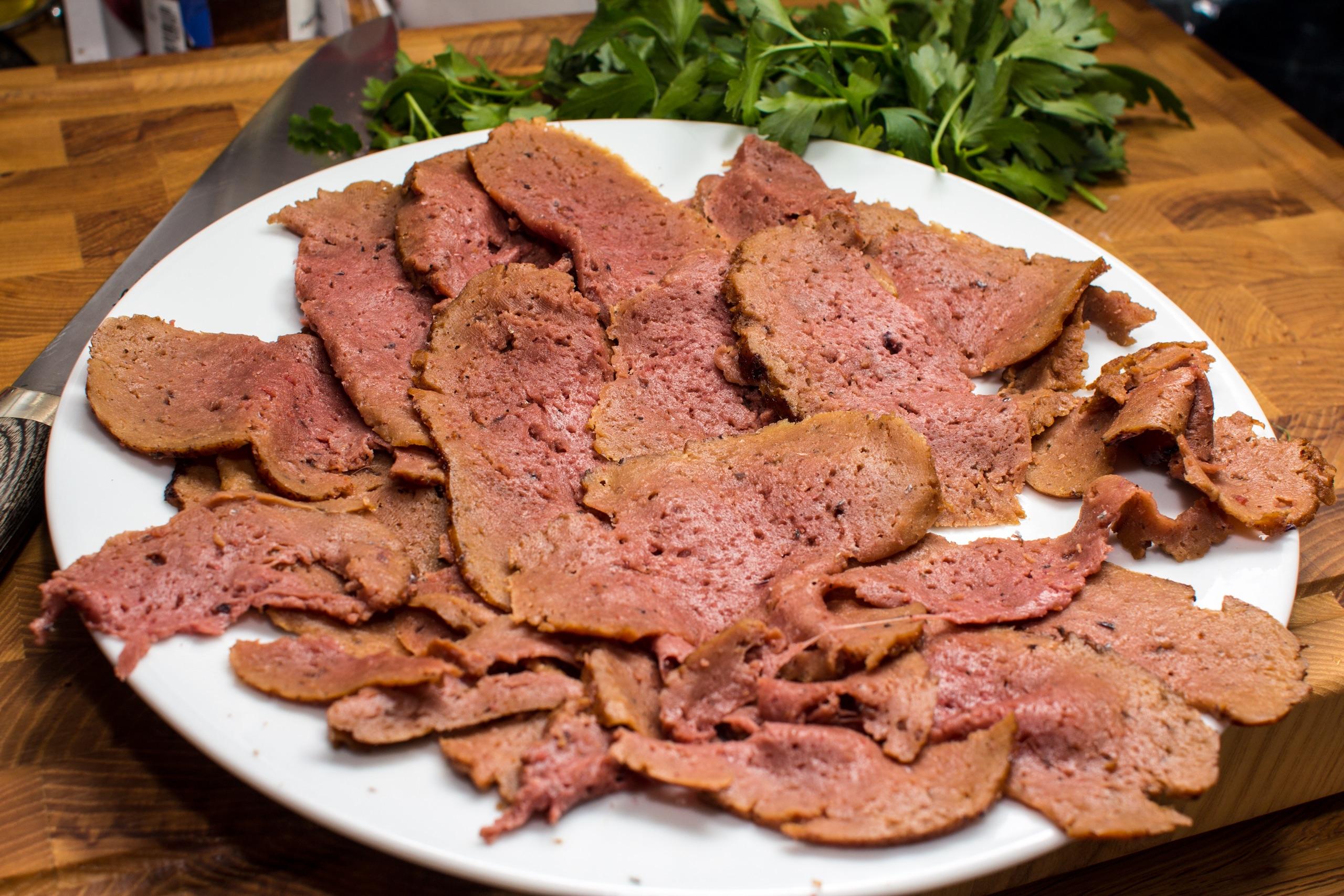 Seitan kebab. Recipe can also be used for creating cold cuts sick as