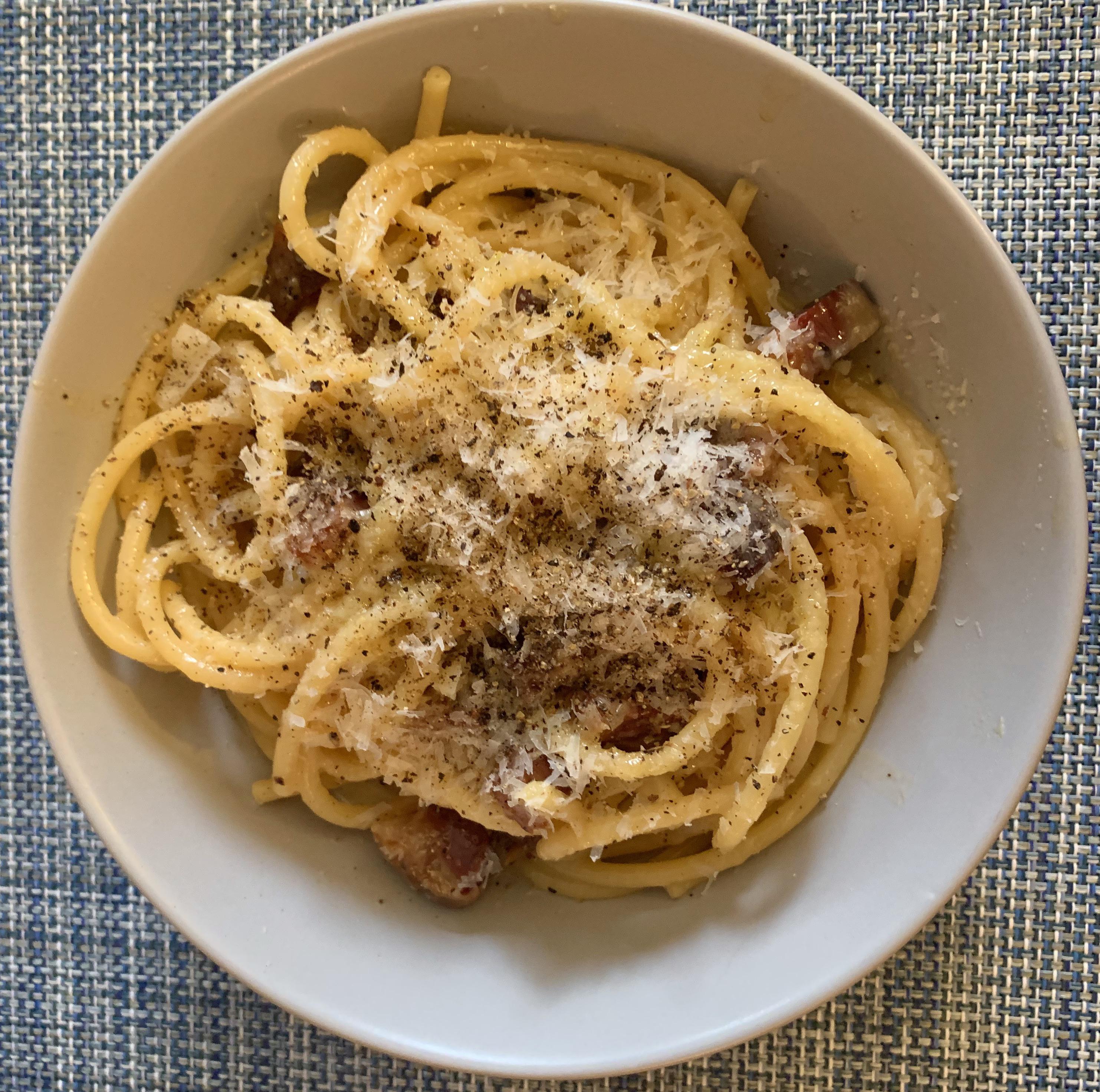 Bucatini Carbonara with duck prosciutto r/FoodPorn