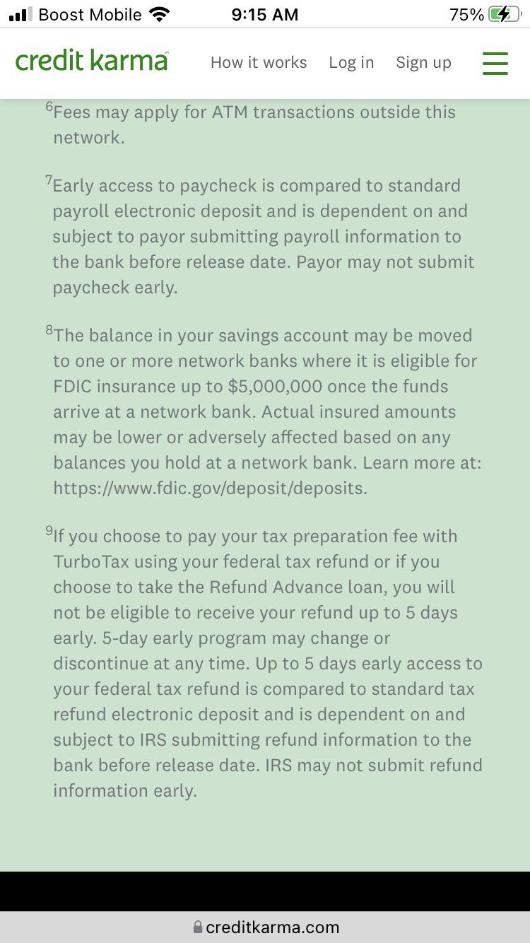 Credit Karma spend users who had TT fees taken out or refund advance