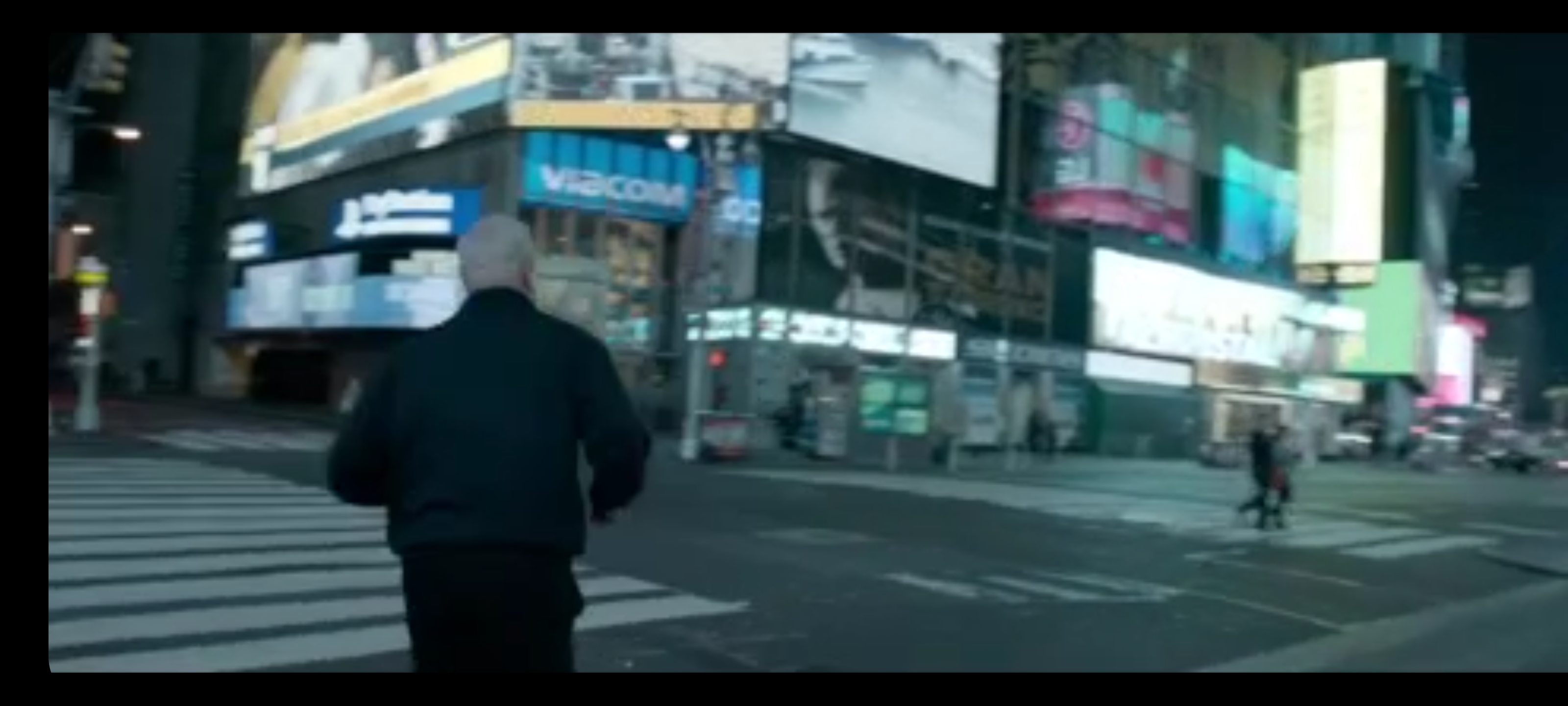 In Sully (2016), while Sully (Tom Hanks) is jogging through Times