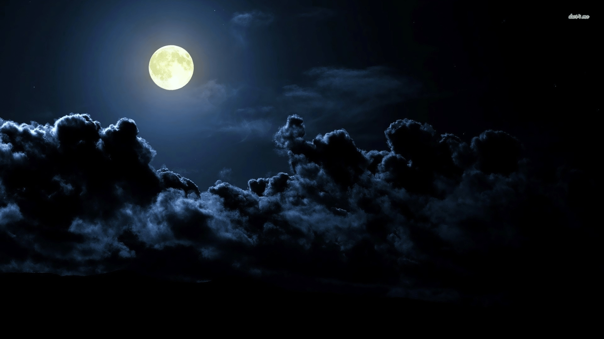 Cloudy night with full Moon moon