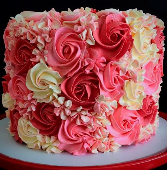 Buttercream Rosette Cake r/Cakes