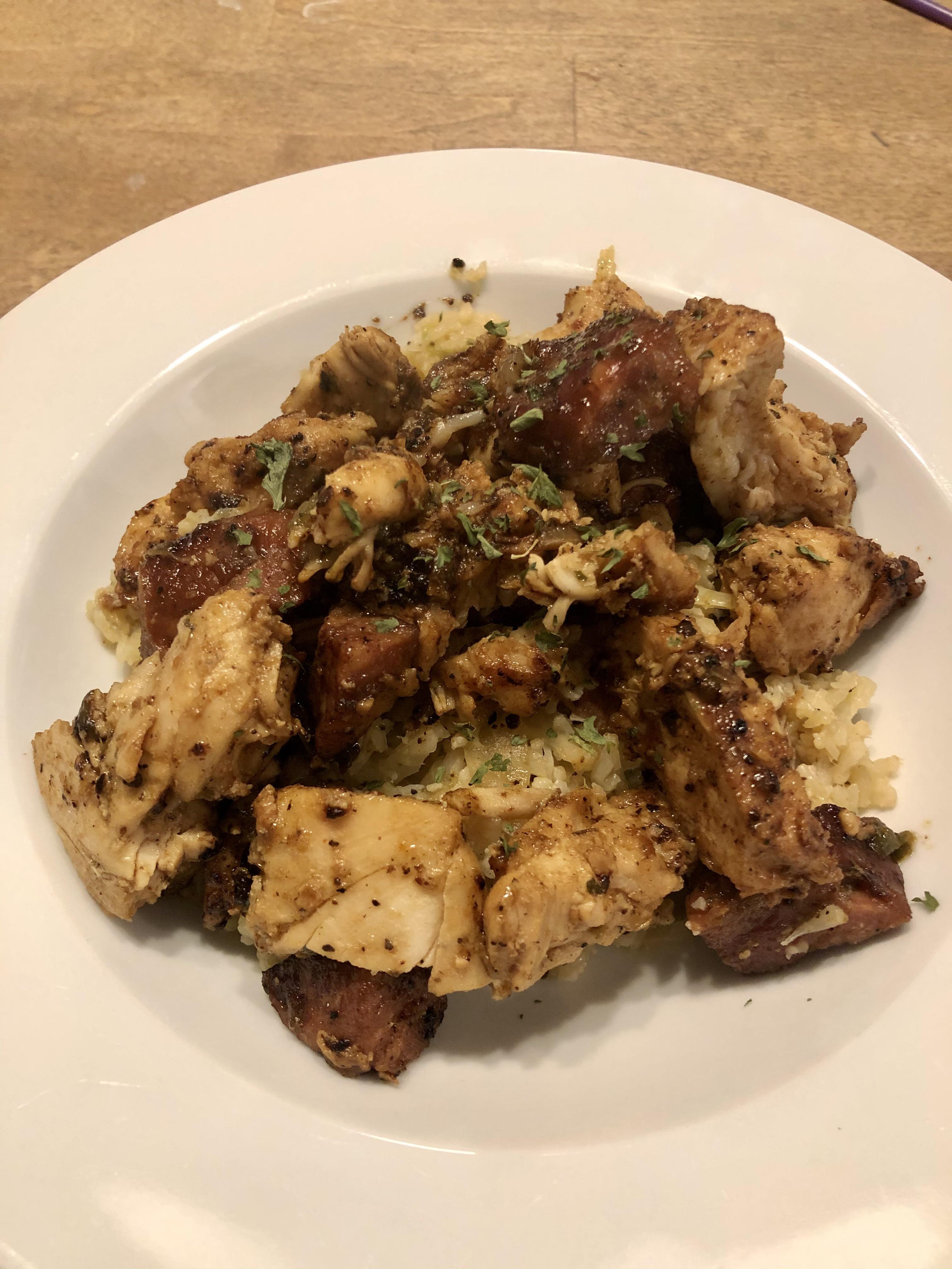 Chicken, andouille sausage, and cauliflower rice r/Ketomealseatingnow