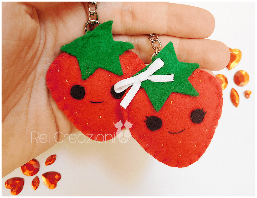 Felt strawberries keychains r/handmade