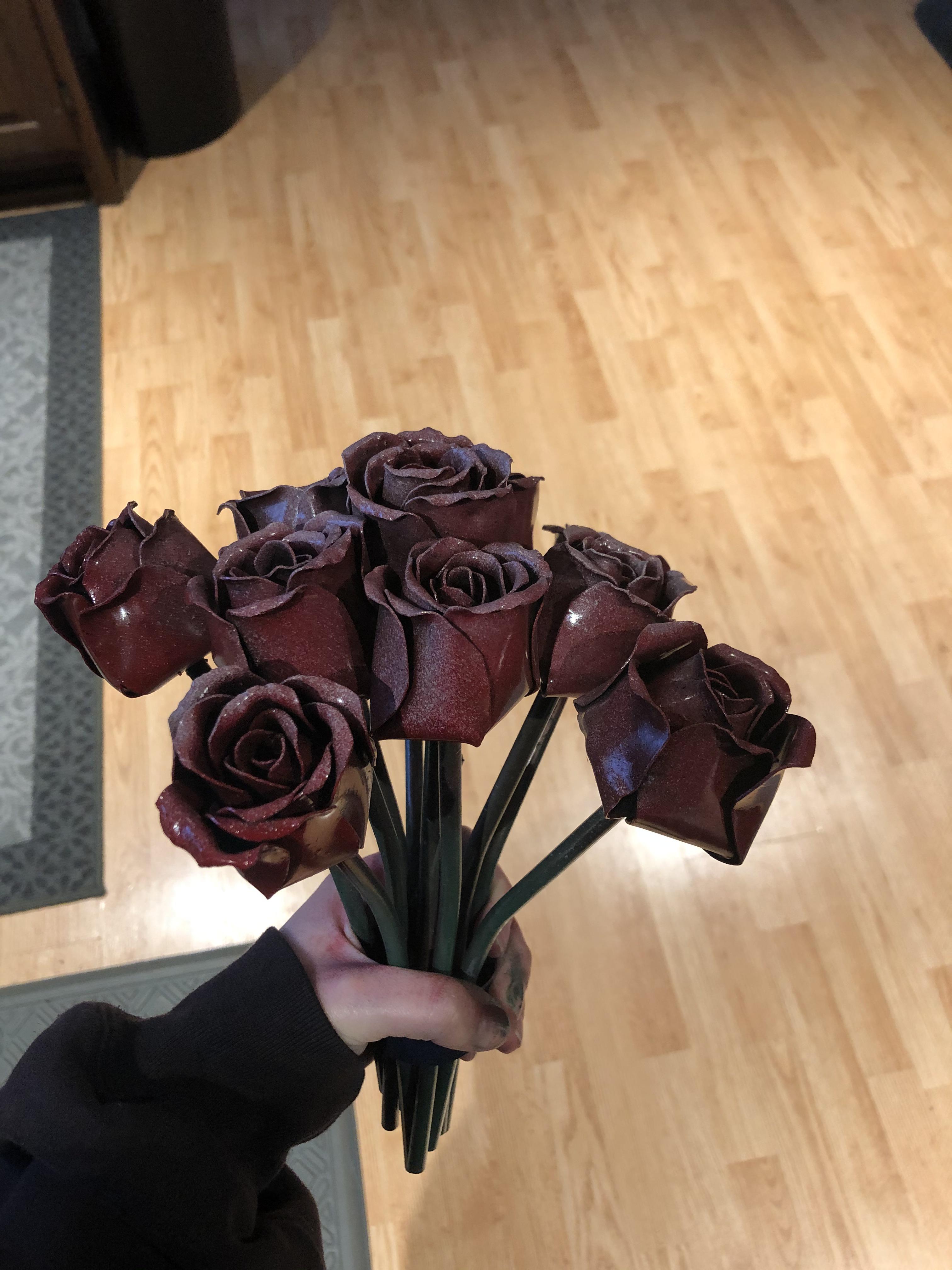 A metal bouquet of roses that I made for my boyfriend as a Valentine’s