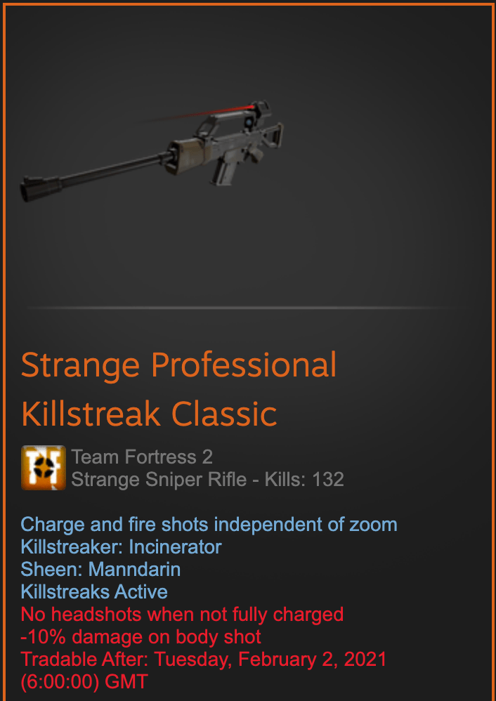 I got my first strange professional killstreak weapon yesterday! r/tf2