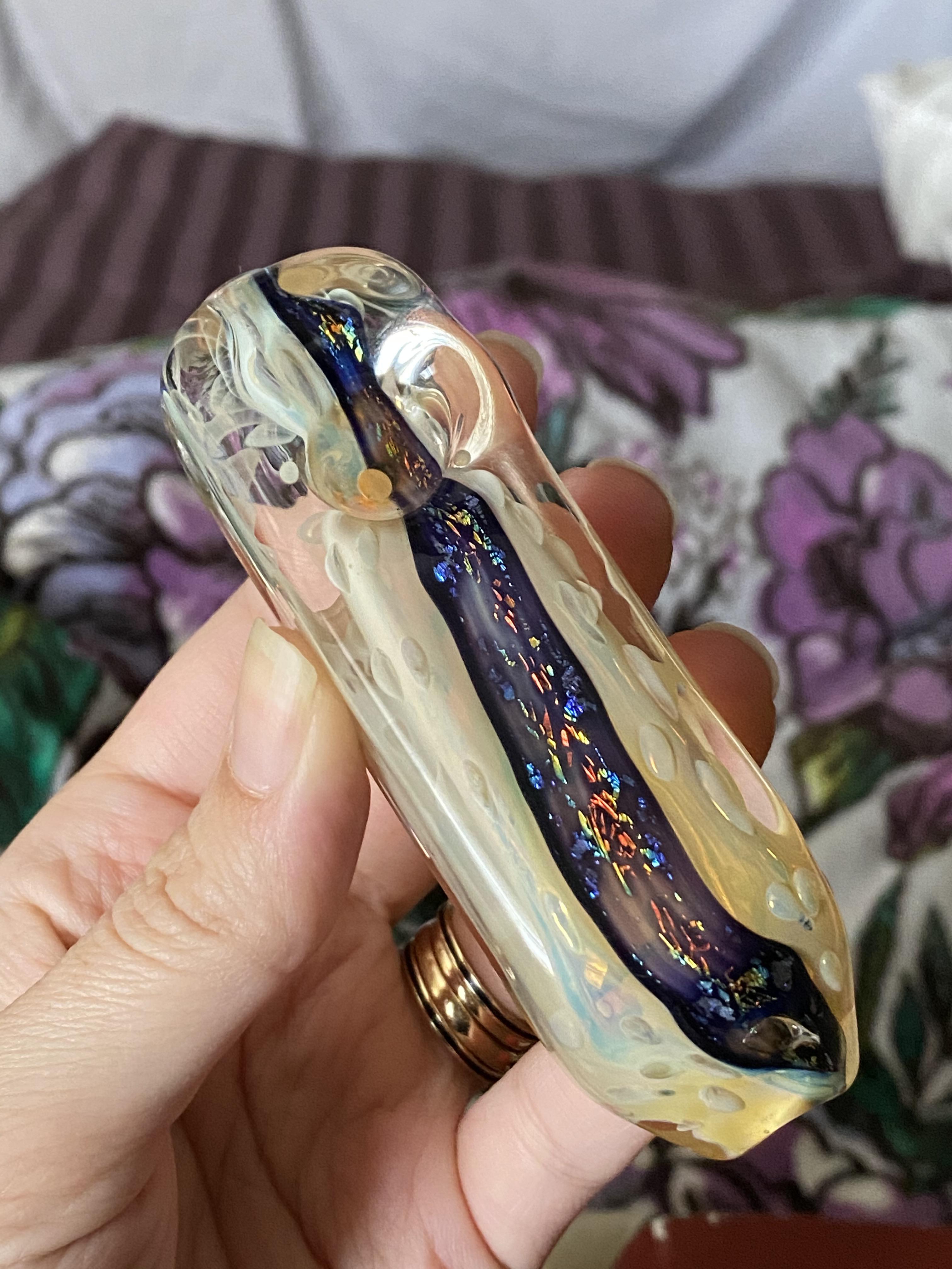 My new glass blown piece from Humboldt County! Super solid and so comfortable to hold. Reminds