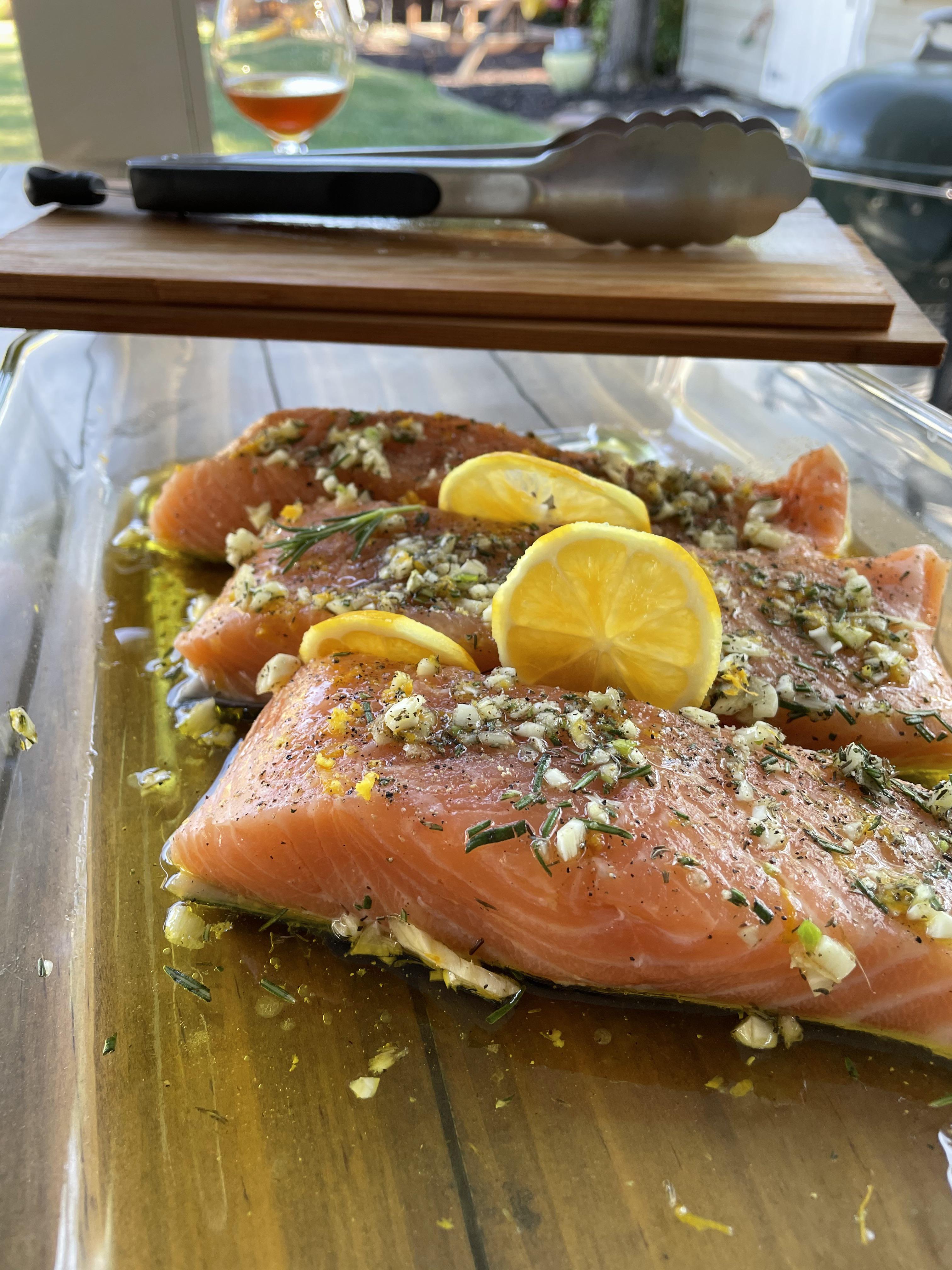 Cedar plank salmon about to get smoked. r/Traeger