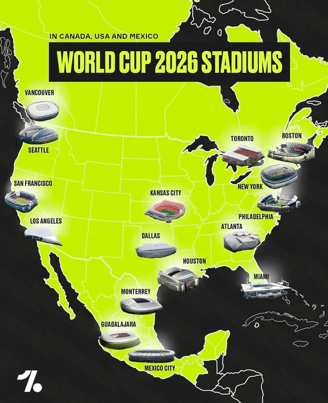 World Cup 2026 stadiums and their locations r/FootballGeography