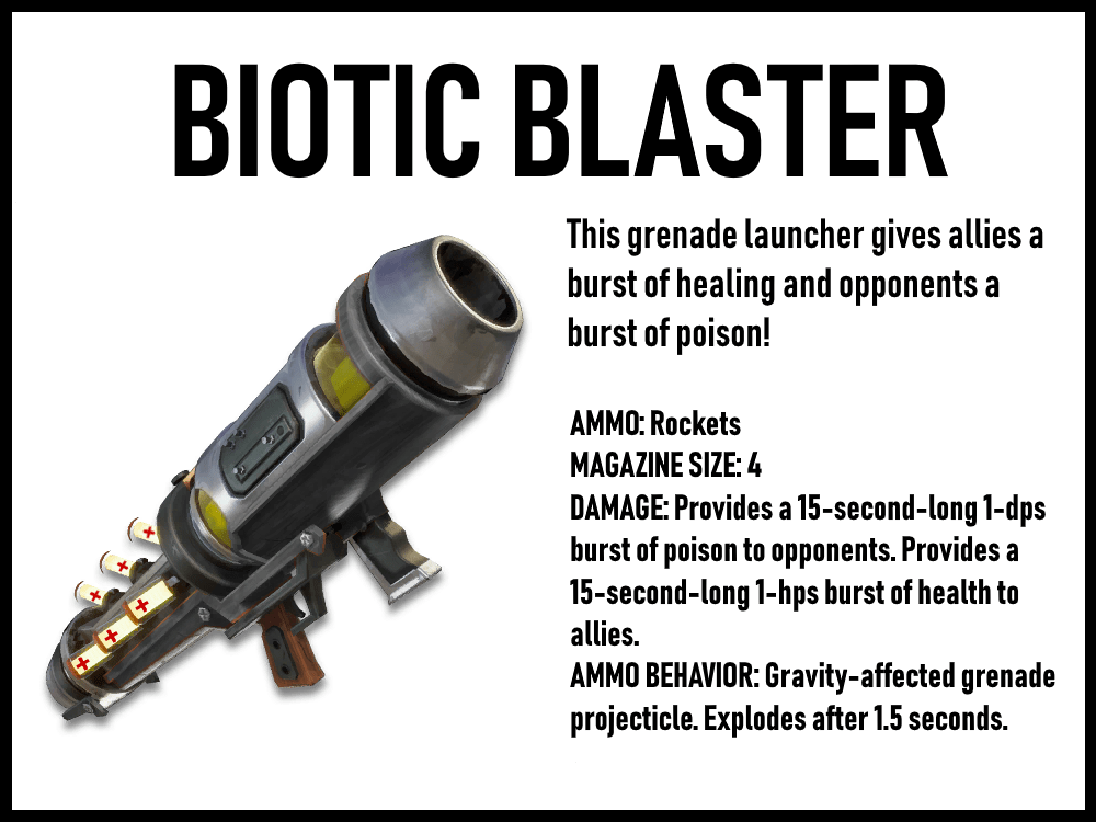 Concept Biotic Blaster. Medical grenade launcher that poisons enemies