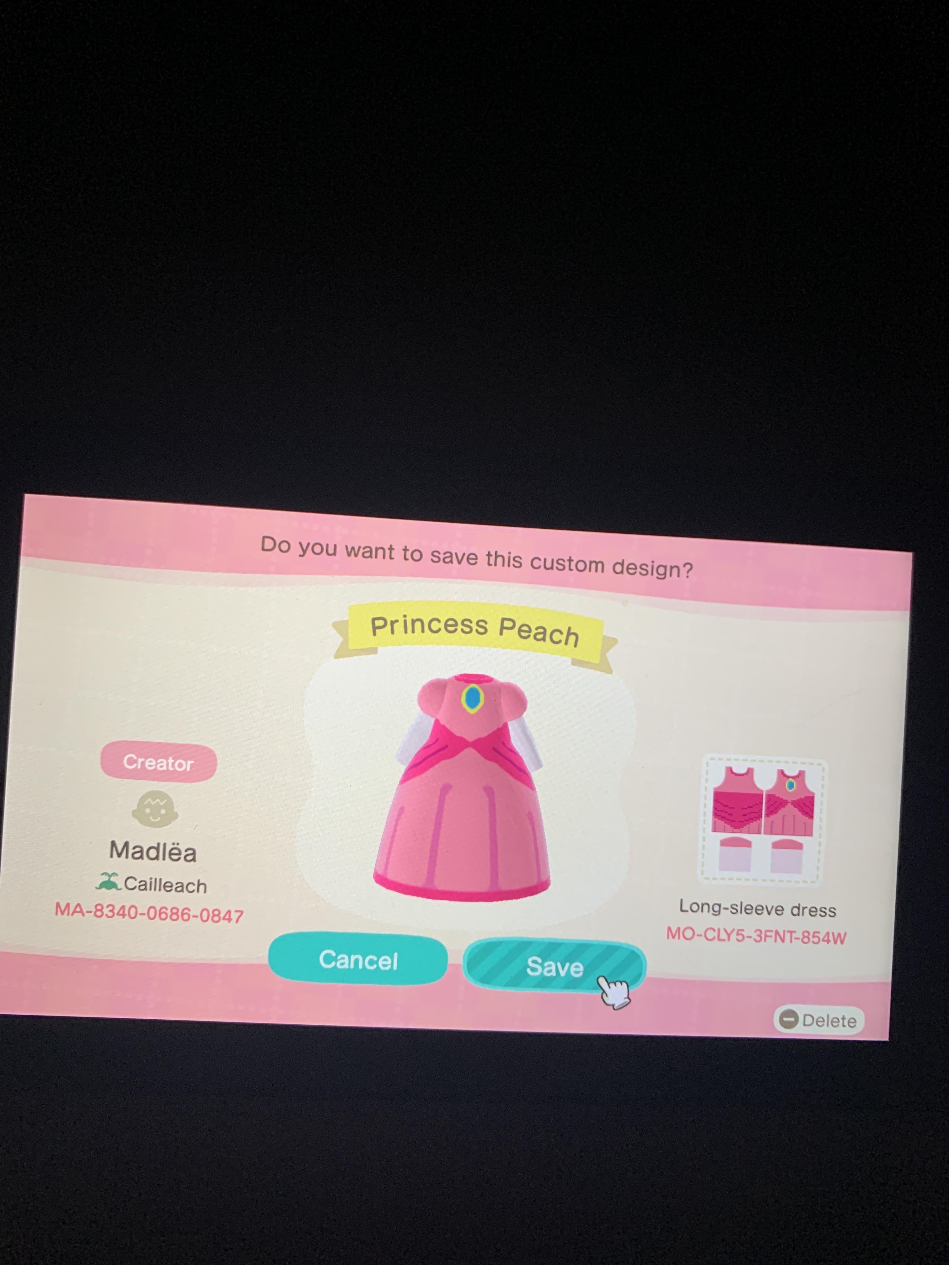 Princess Peach Dress r/AnimalCrossing