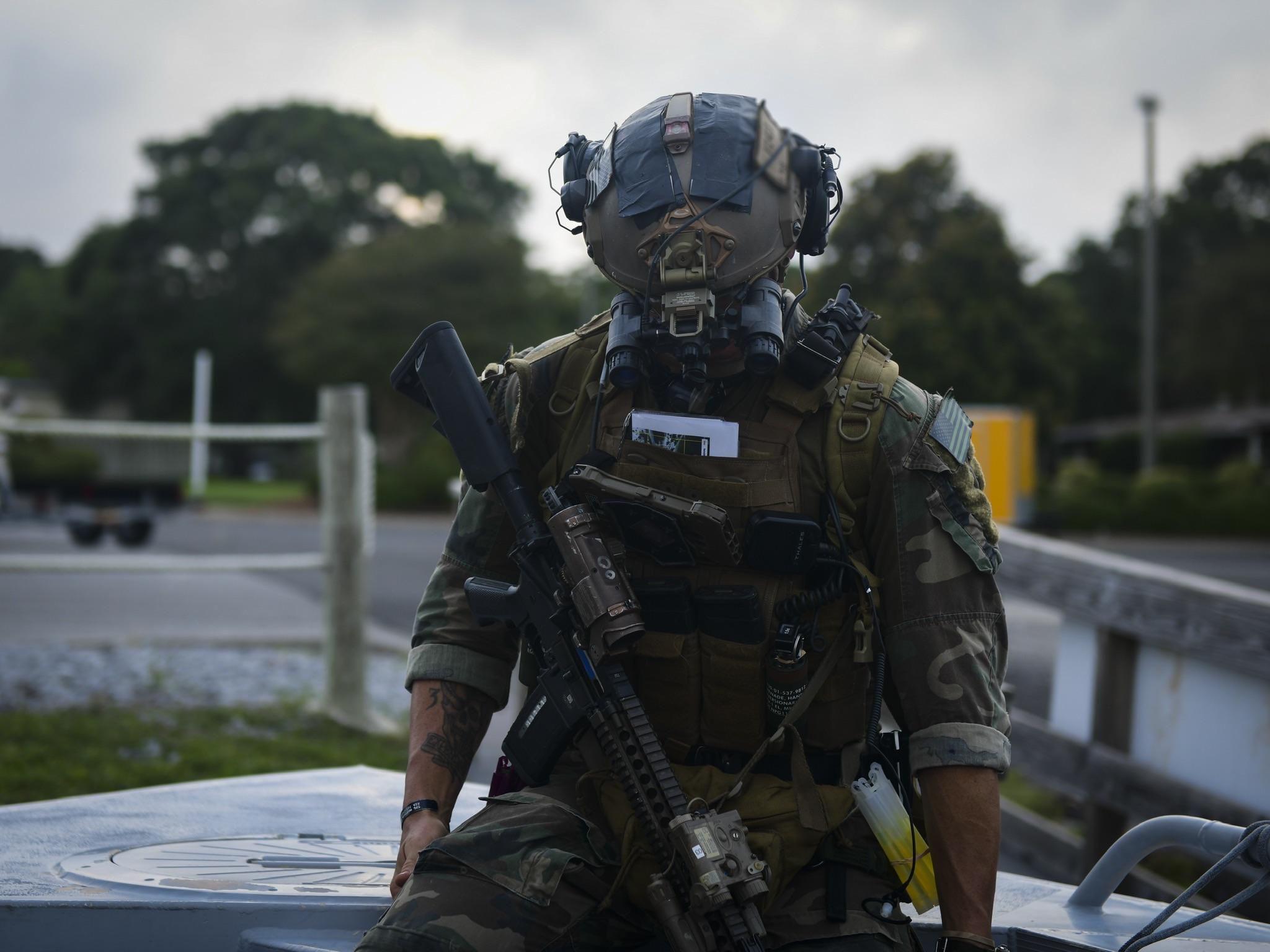 A U.S. Marine Corps Marine Raider with the 3d Marine Raider Battalion