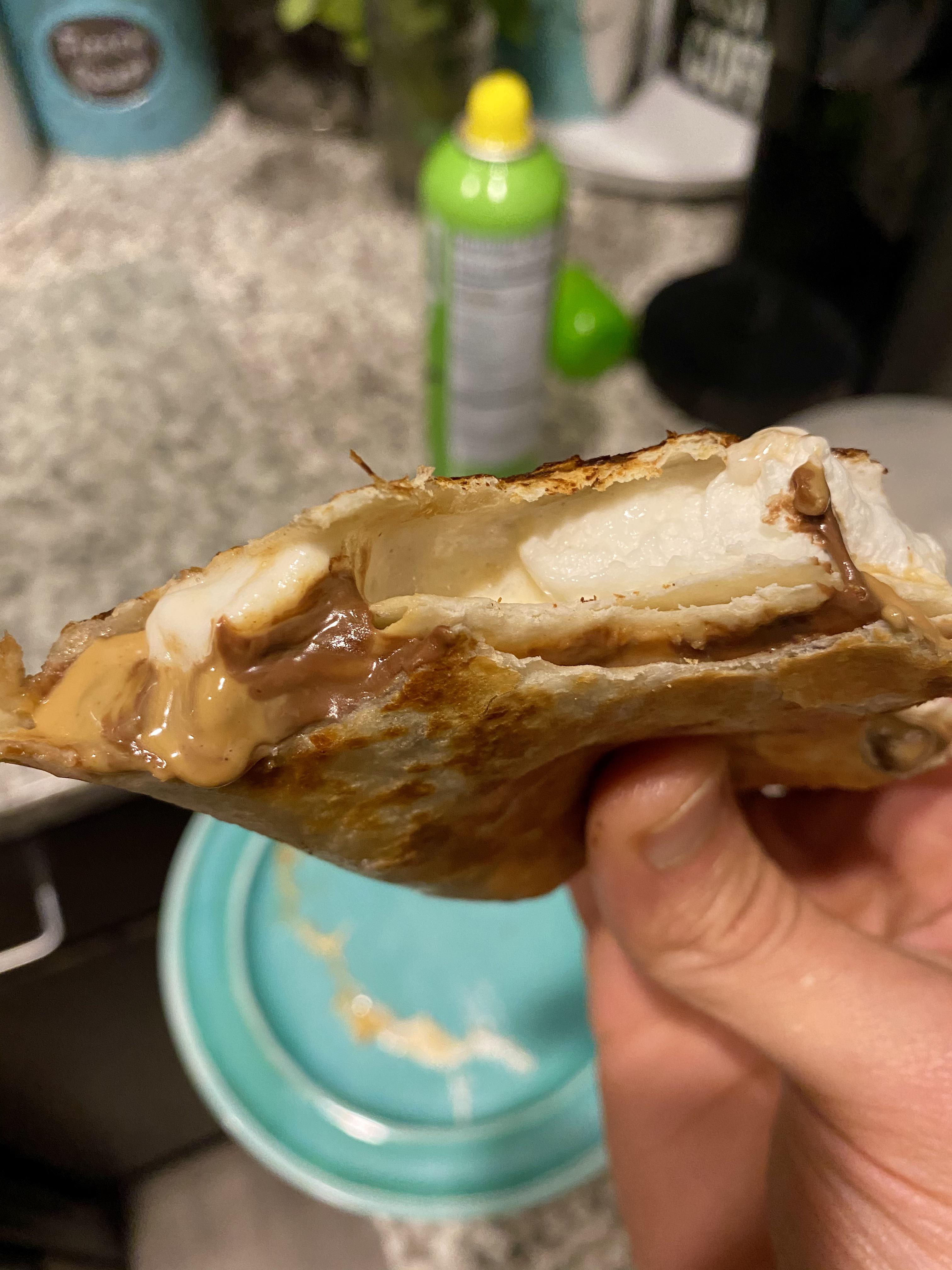 [I made] The quesadilla trend but with peanut butter, chocolate, and