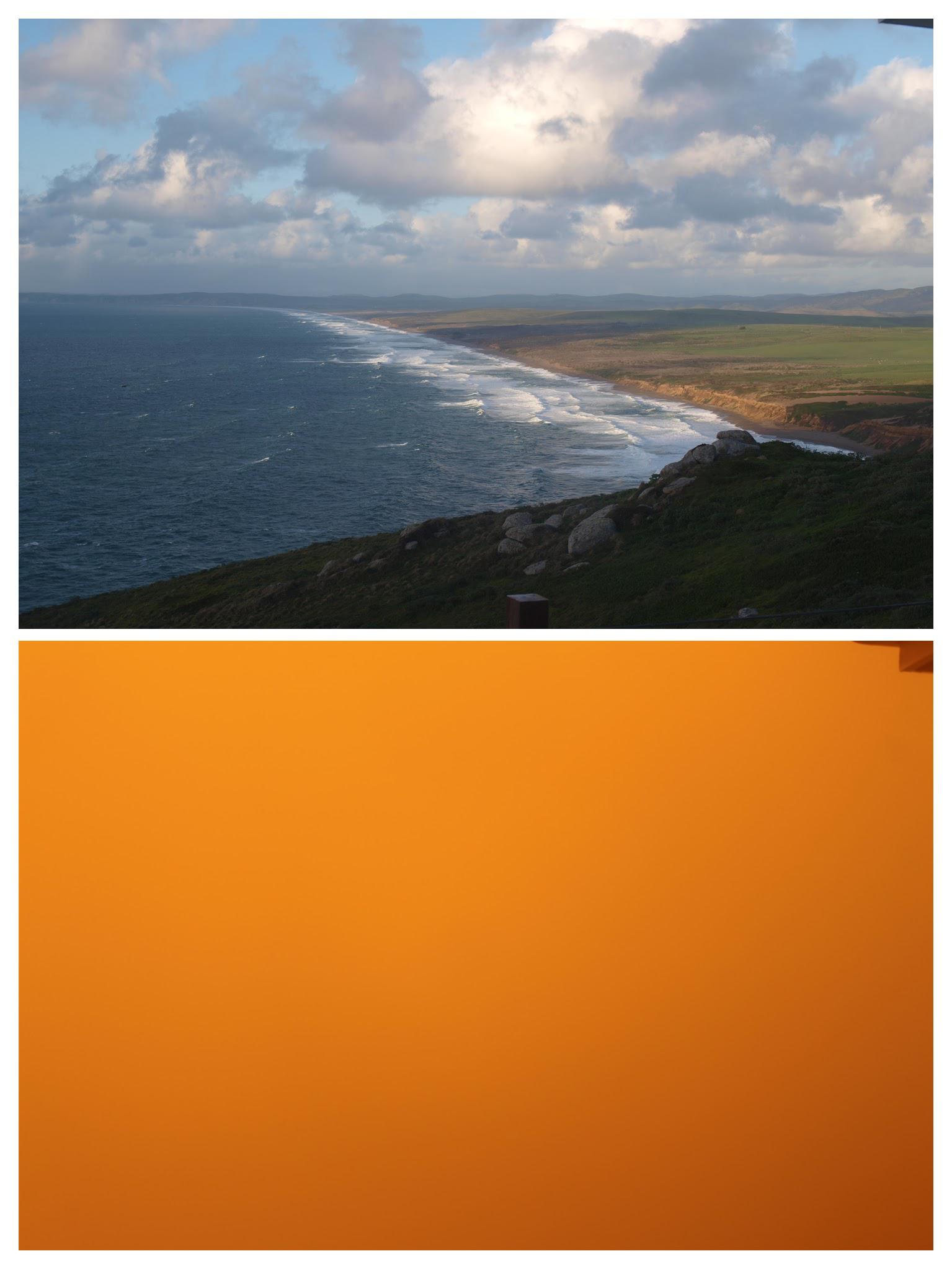Point Reyes National Seashore webcam on a normal day (top) vs. today