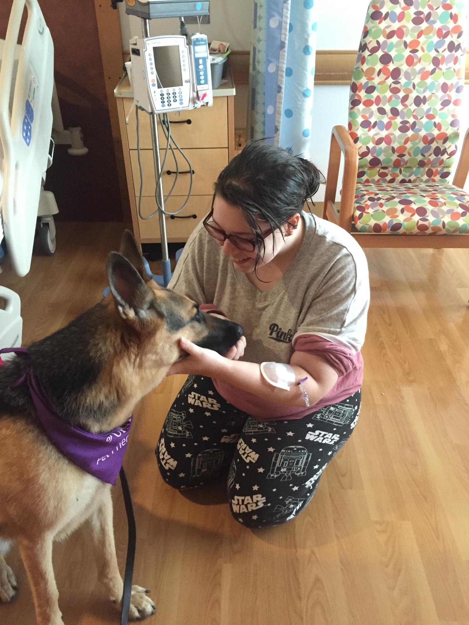 Meet Elsa! She Is the hospitals therapy dog! She visited me almost