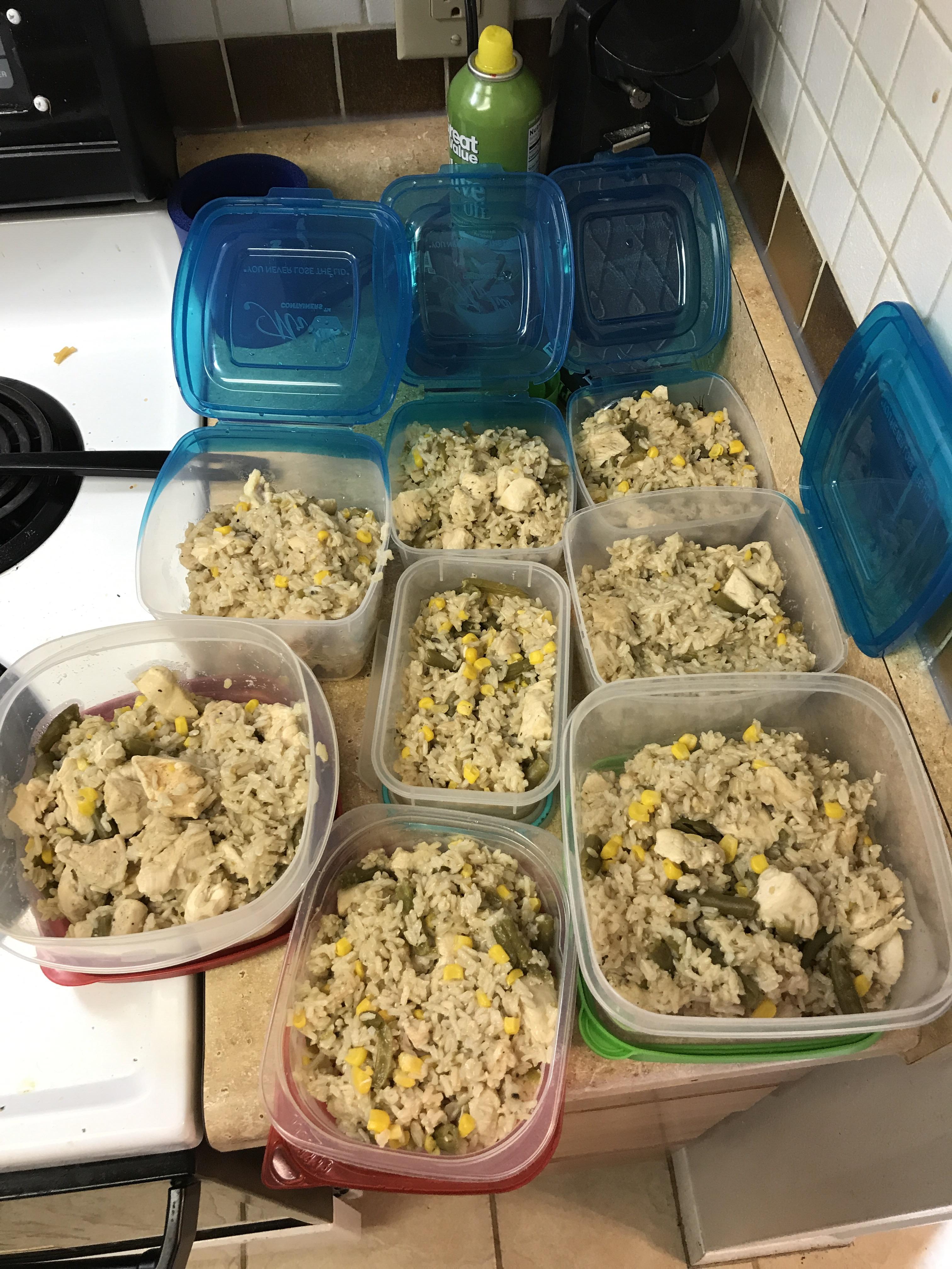 My first attempt at meal prep. It's just corn, green beans, seasoned