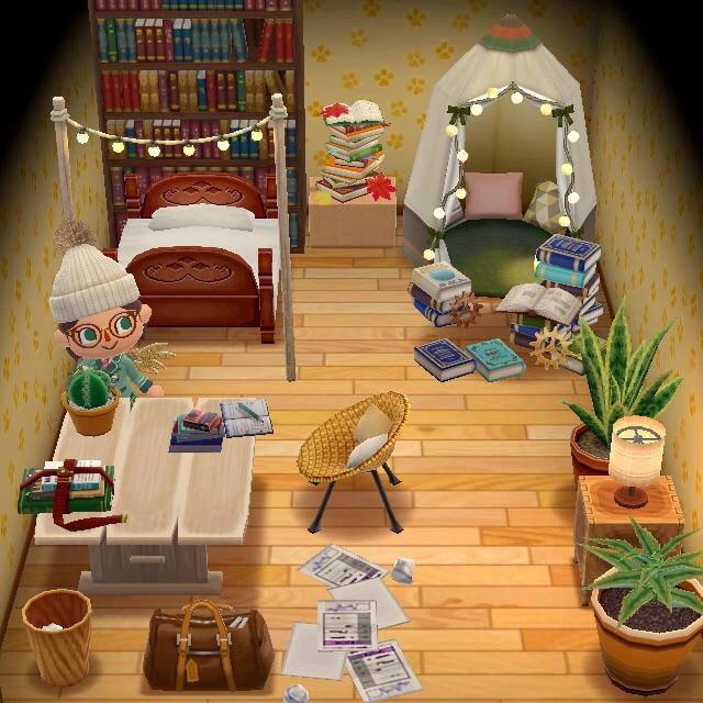 Cozy bedroom for the book nerd📚 r/ACPocketCamp