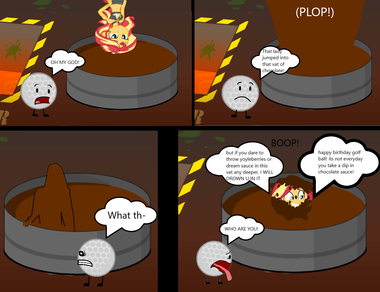 A Underground factory intruder goes into Golf Ball's Birthday Cake