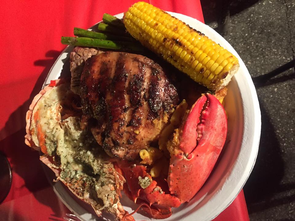 [Homemade] I made Jerk Chicken, grilled lobster, roasted Corn and