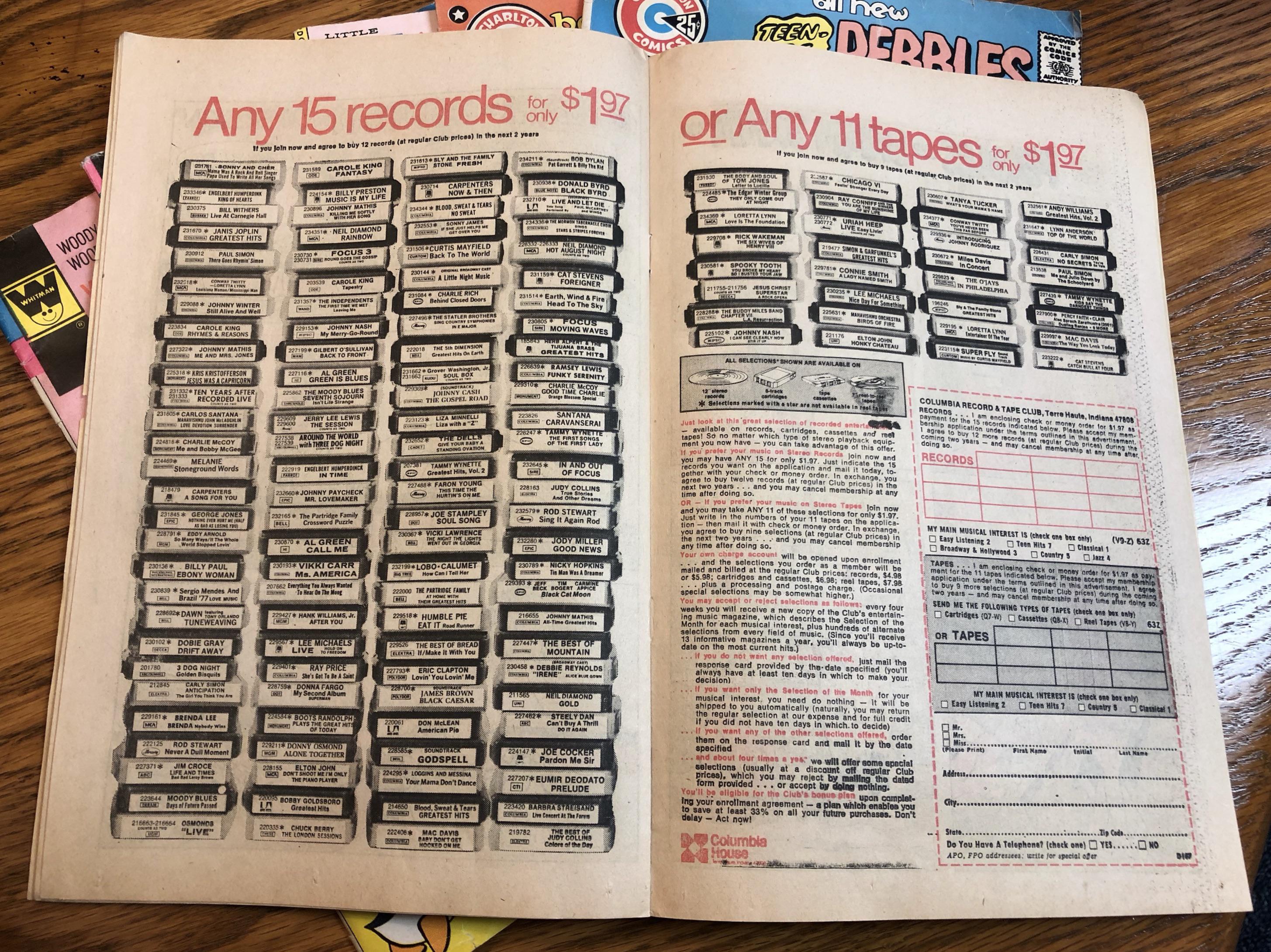 Columbia House comic book ad, June 1974. r/vintageads