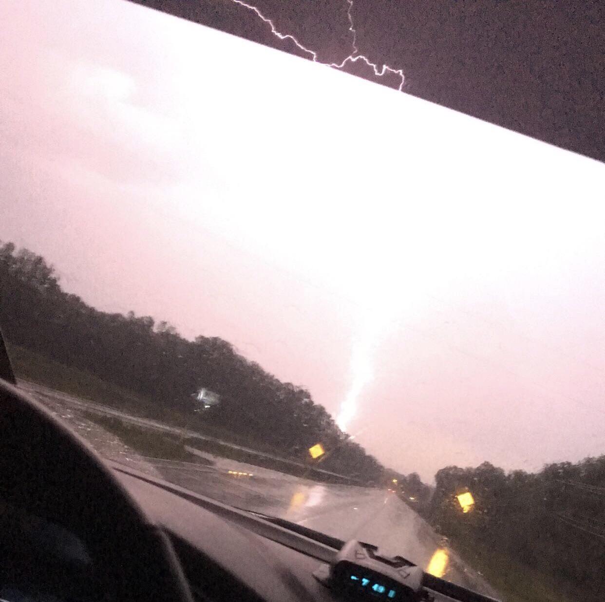 Lightning strike that is far too bright to be clearly viewed through