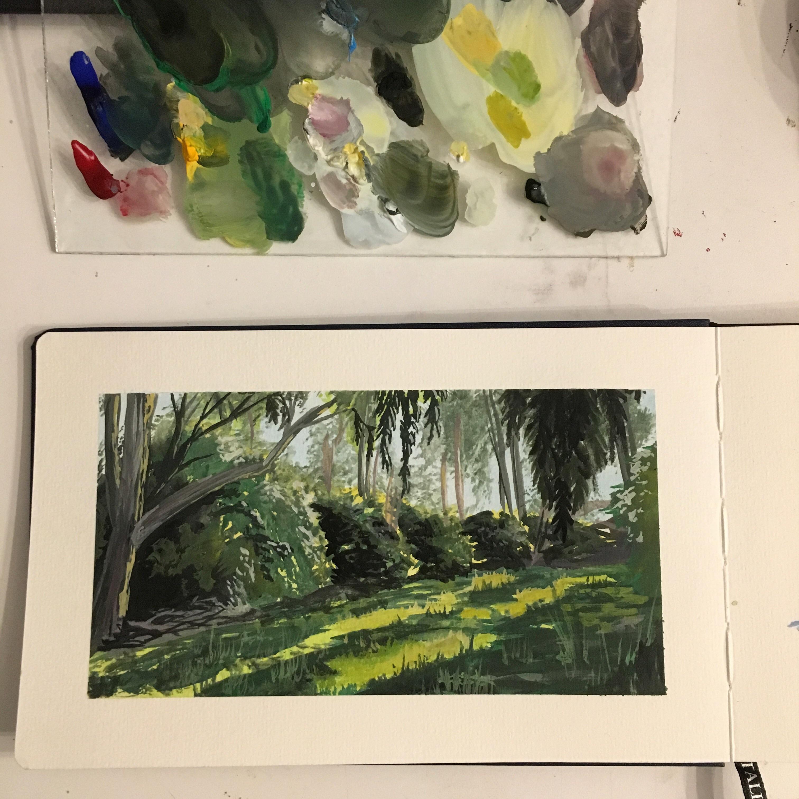Late night gouache painting painting