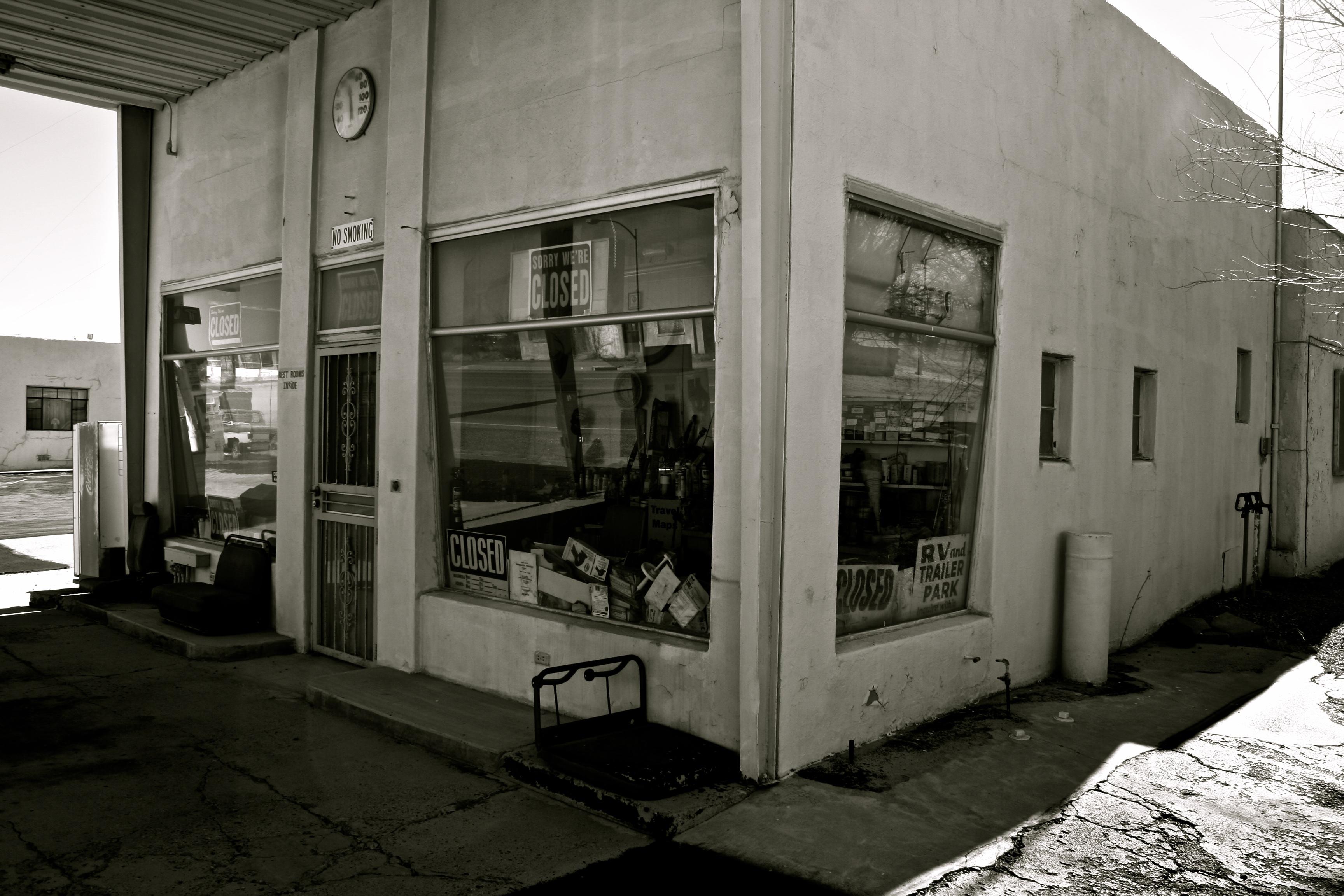 I spy 6 closed signs on this abandoned gas station, Vaughn, New Mexico