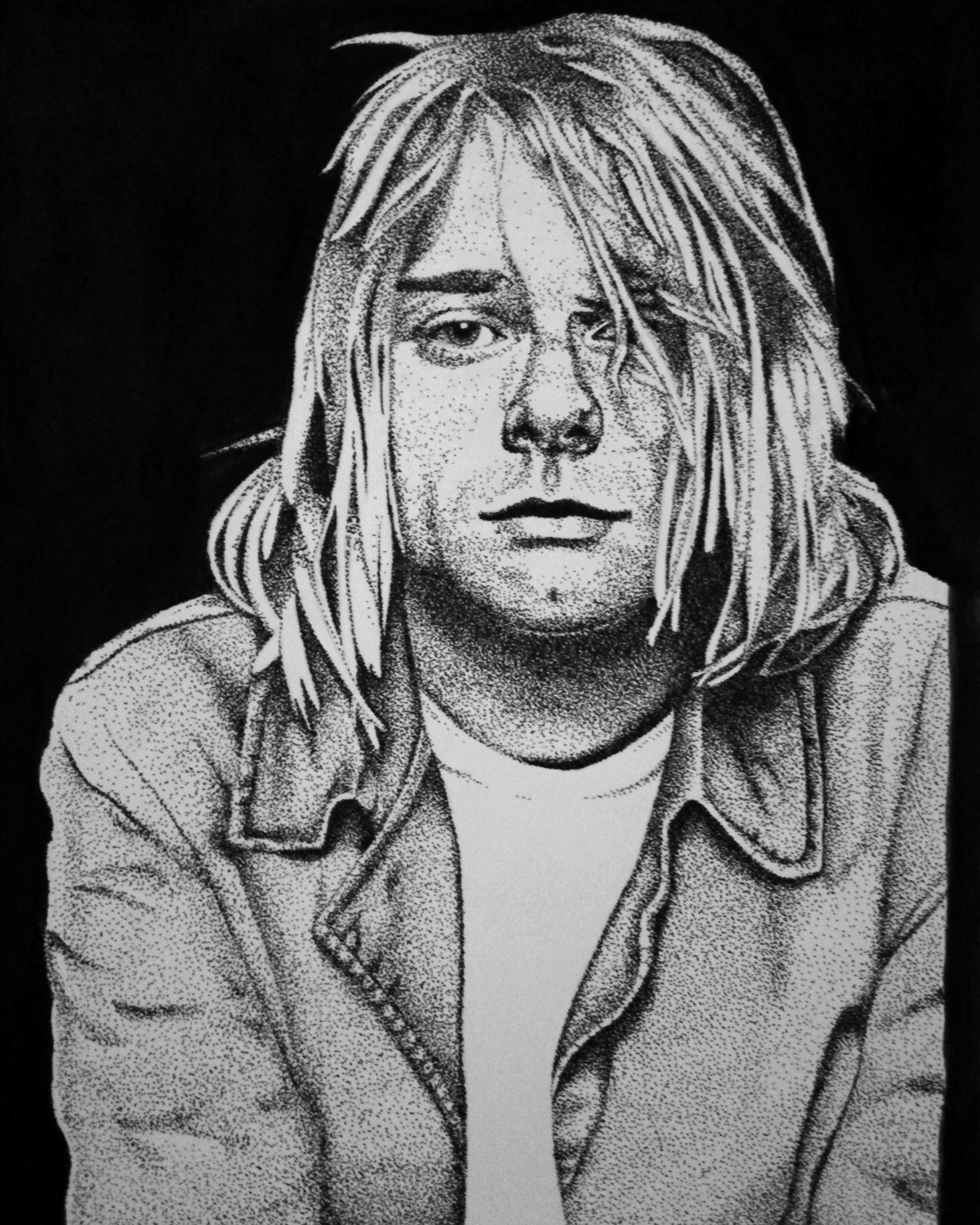 I drew Kurt Cobain only using dots Nirvana