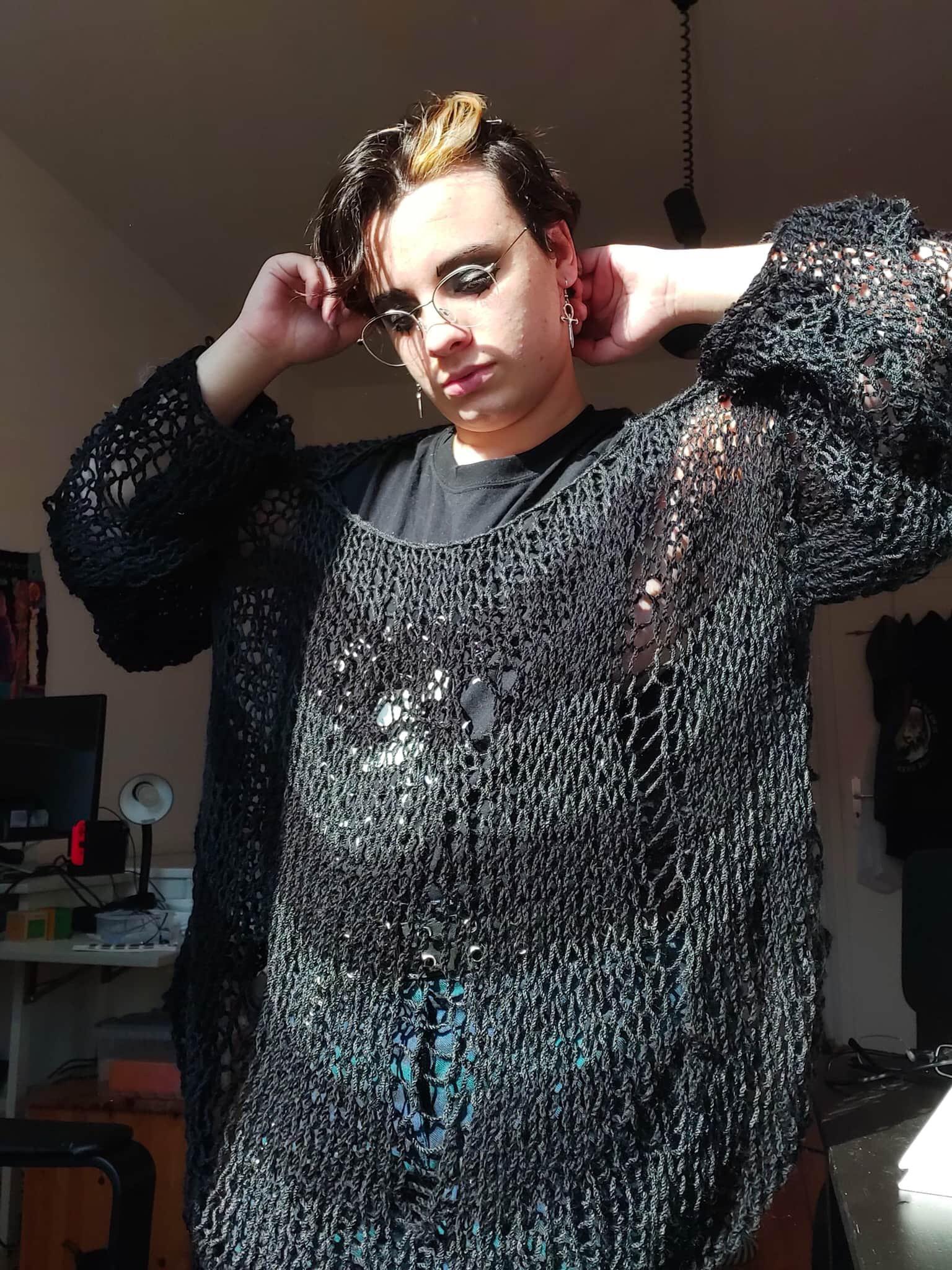 A distressed sweater I made for my bf r/knitting