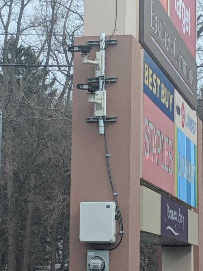 Platereader Cameras at entrance to Eastview Commons in Victor, NY r