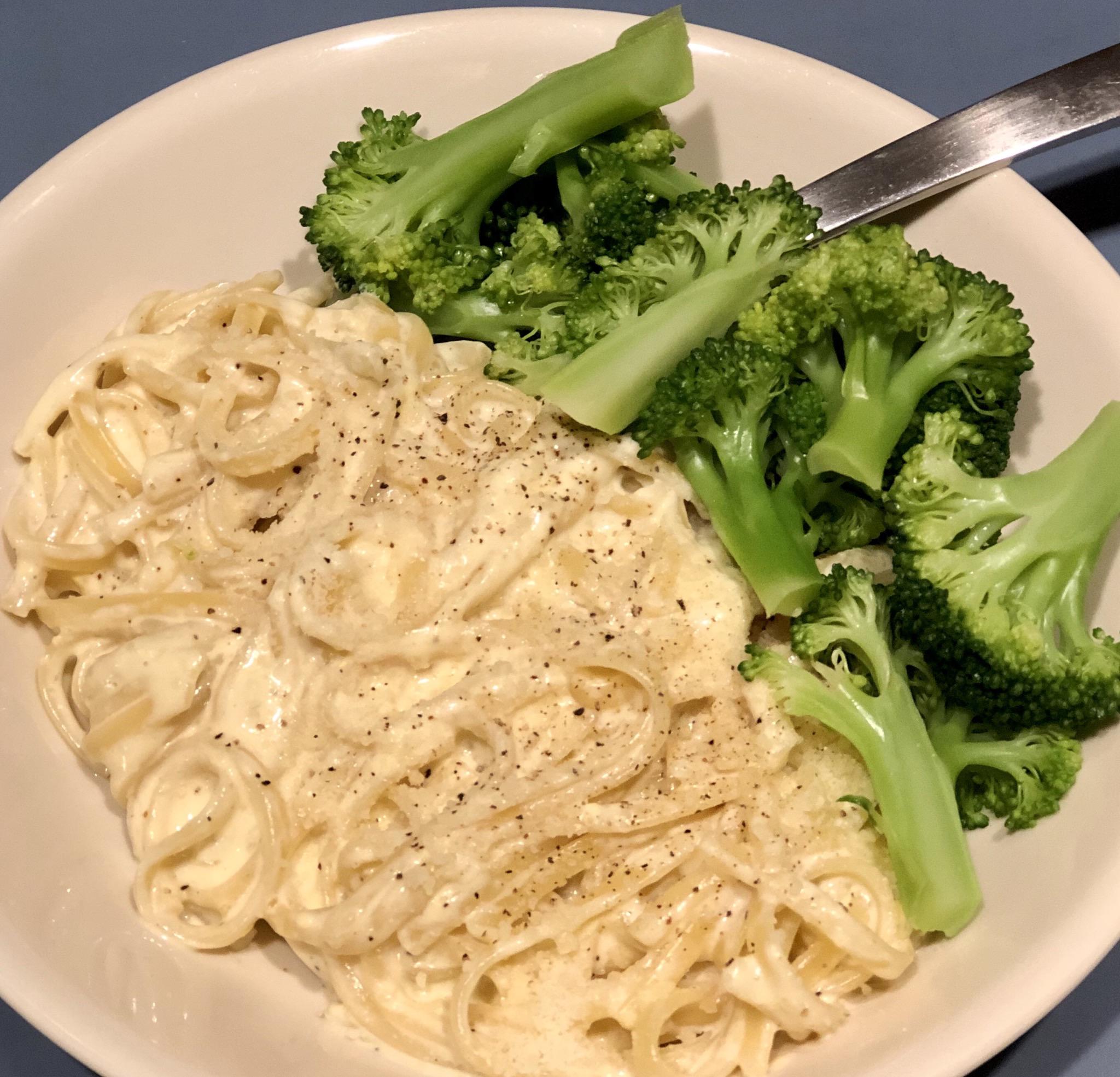 Homemade linguine alfredo with broccoli tonightsdinner