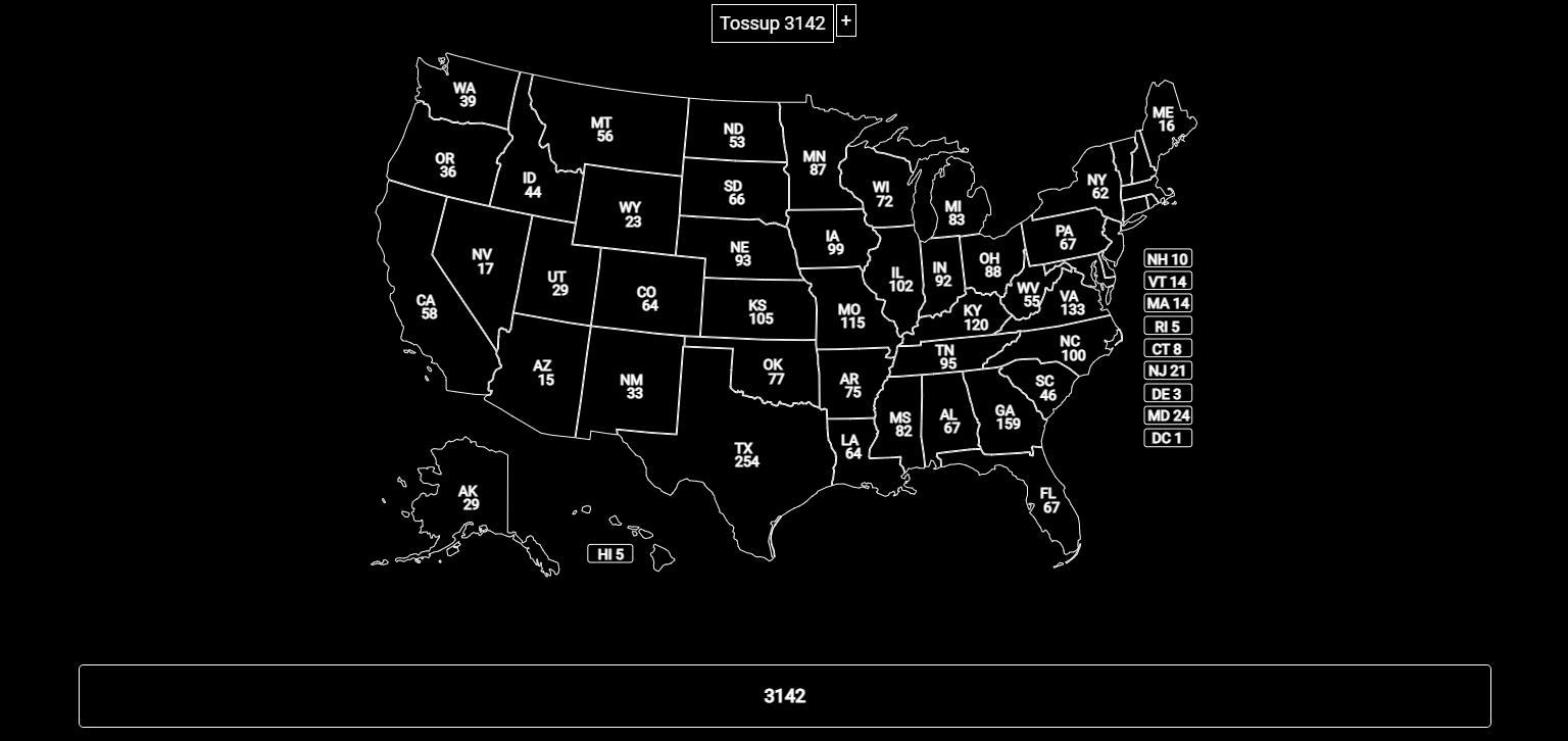 Map of how many counties per state. r/YAPms