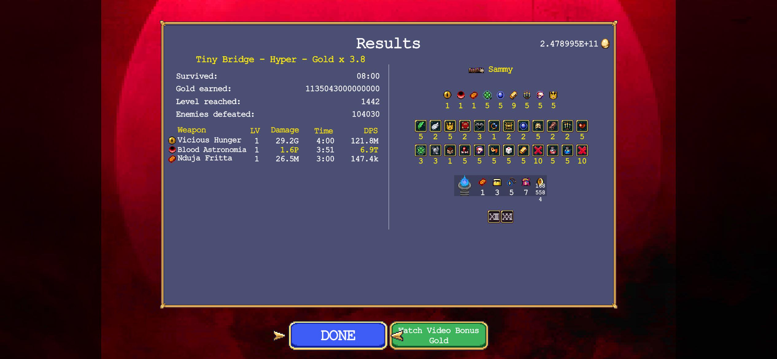 Still in the low numbers but man the grind still going r/VampireSurvivors