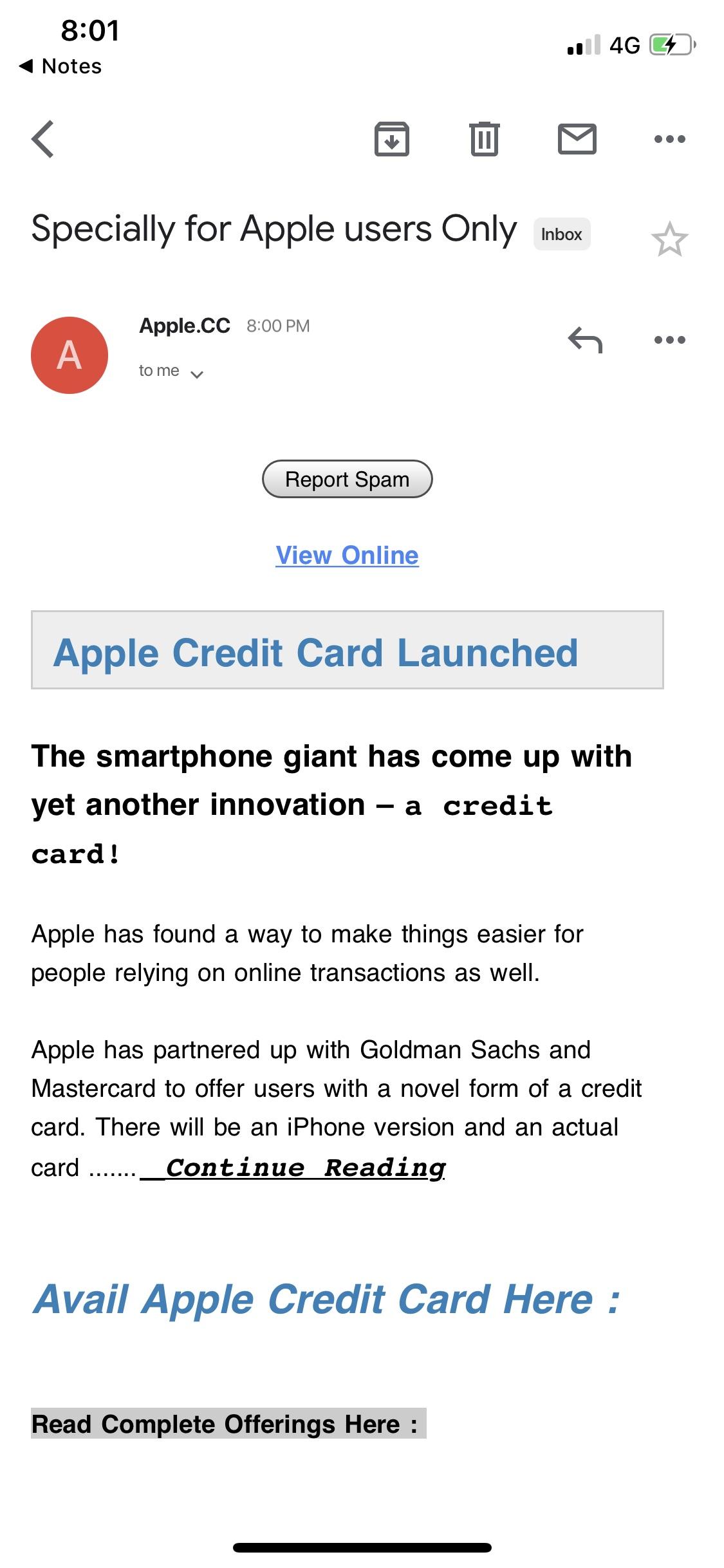 Looks like the "Apple Credit Card" scam is going to be the new thing
