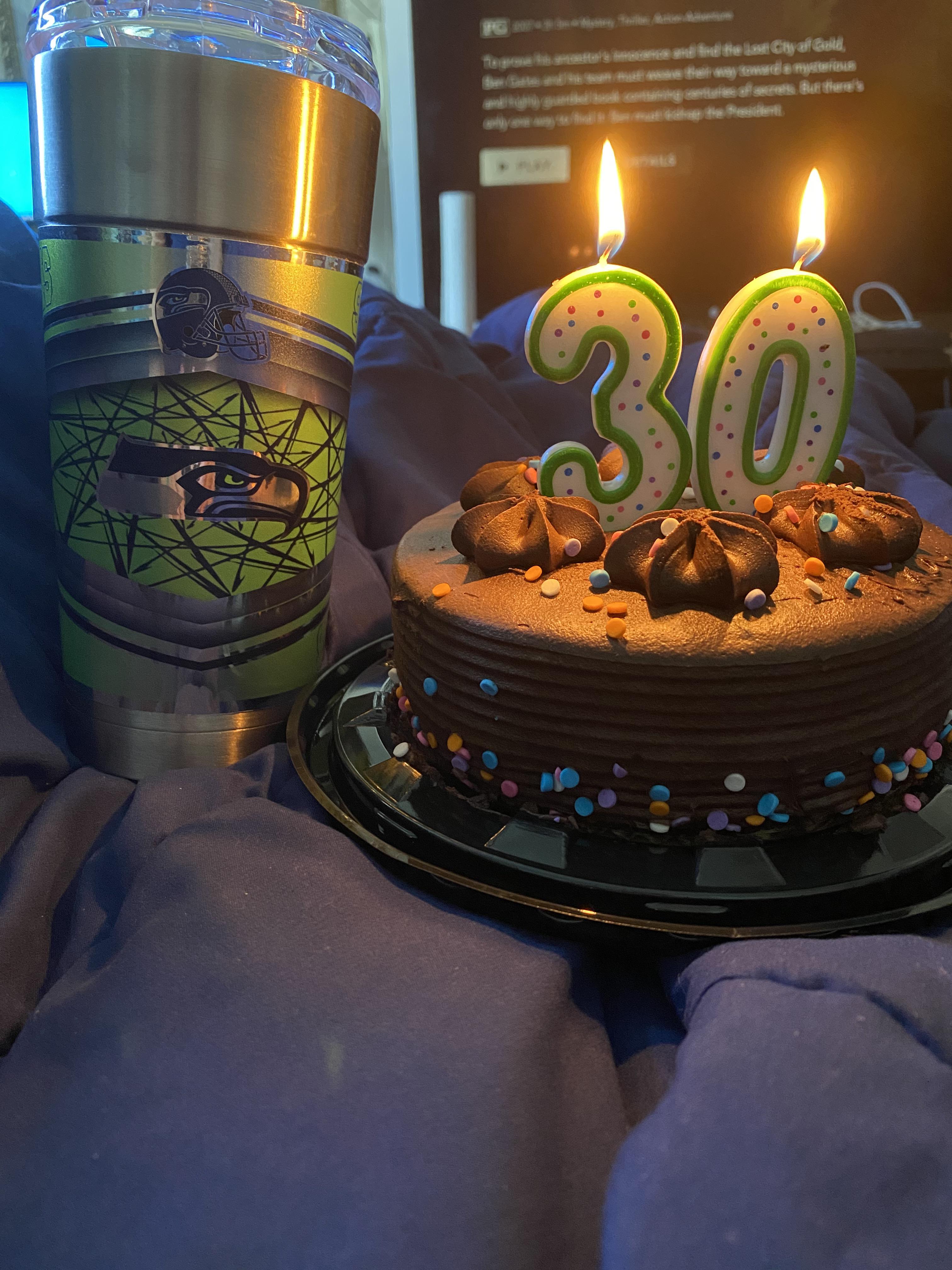 Quarantine 30th birthday no one to celebrate with here. Seahawks