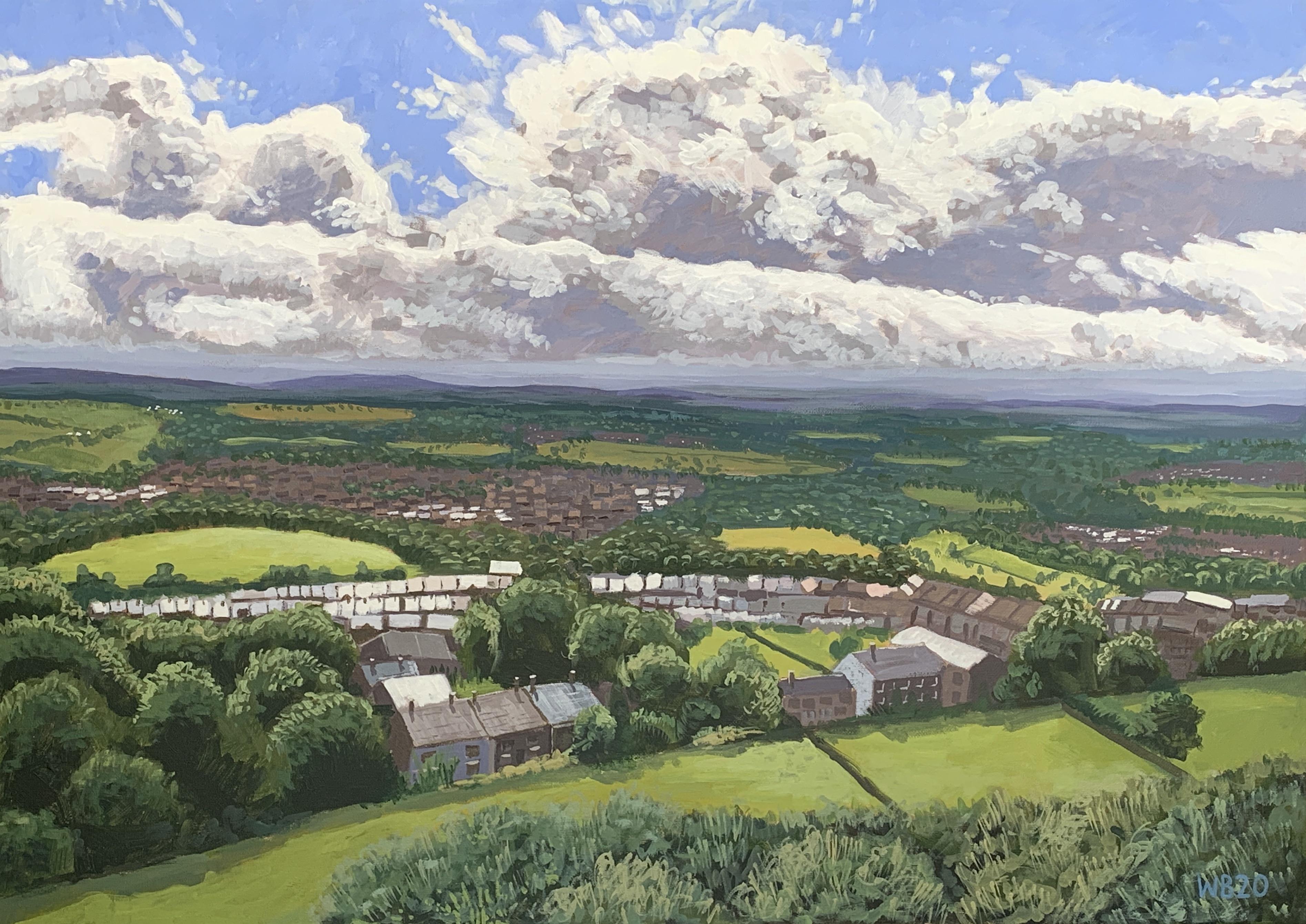 View from hill, 28x20” acrylic on canvas r/painting