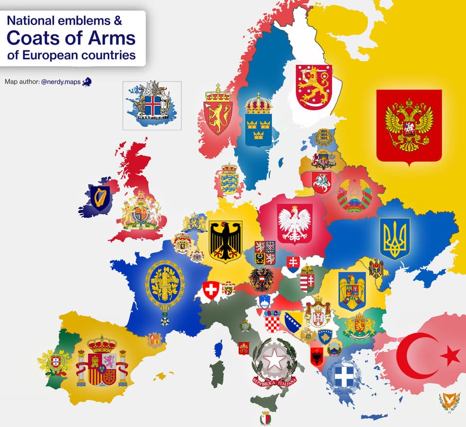National emblems and coats of arms of European countries r/MapPorn