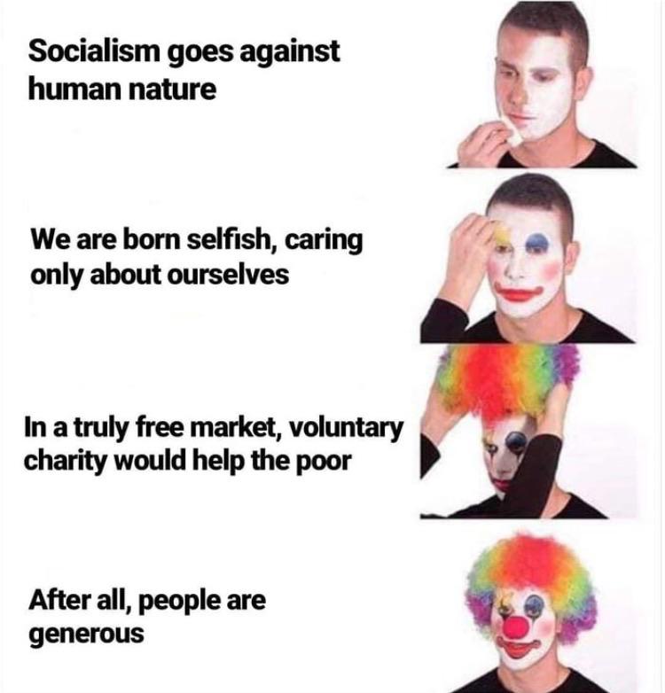 Humans are naturally selfish which is why private