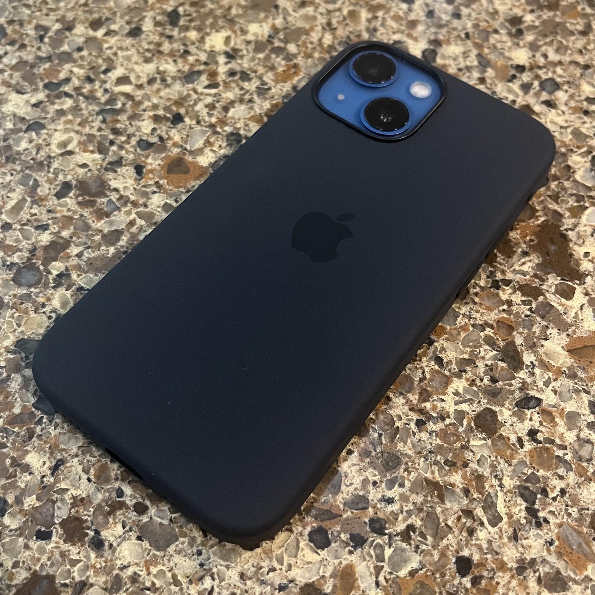 New iPhone day! Blue 13 mini with Midnight Silicone Case r/iPhone13Mini