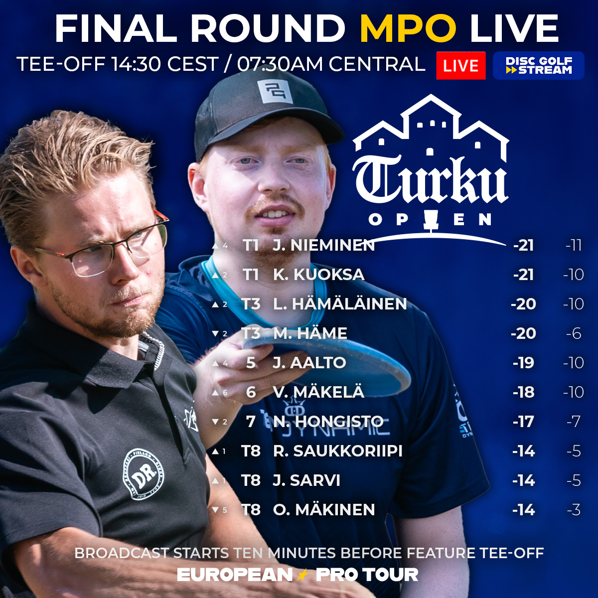 FREE LIVE DISC GOLF Final Round MPO of European Pro Tour 6 Turku