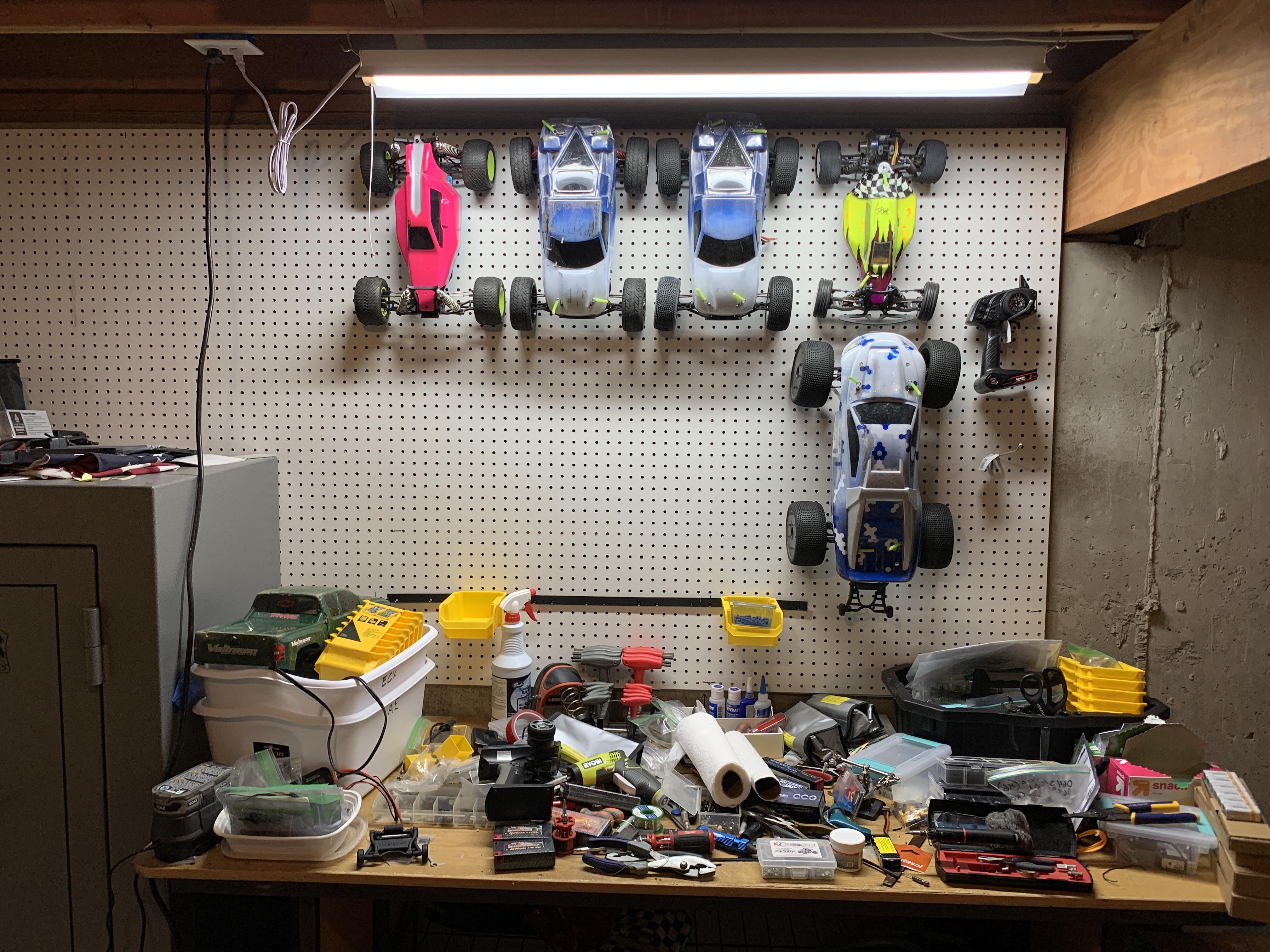 Working on the RC Garage Added Peg Board r/rccars