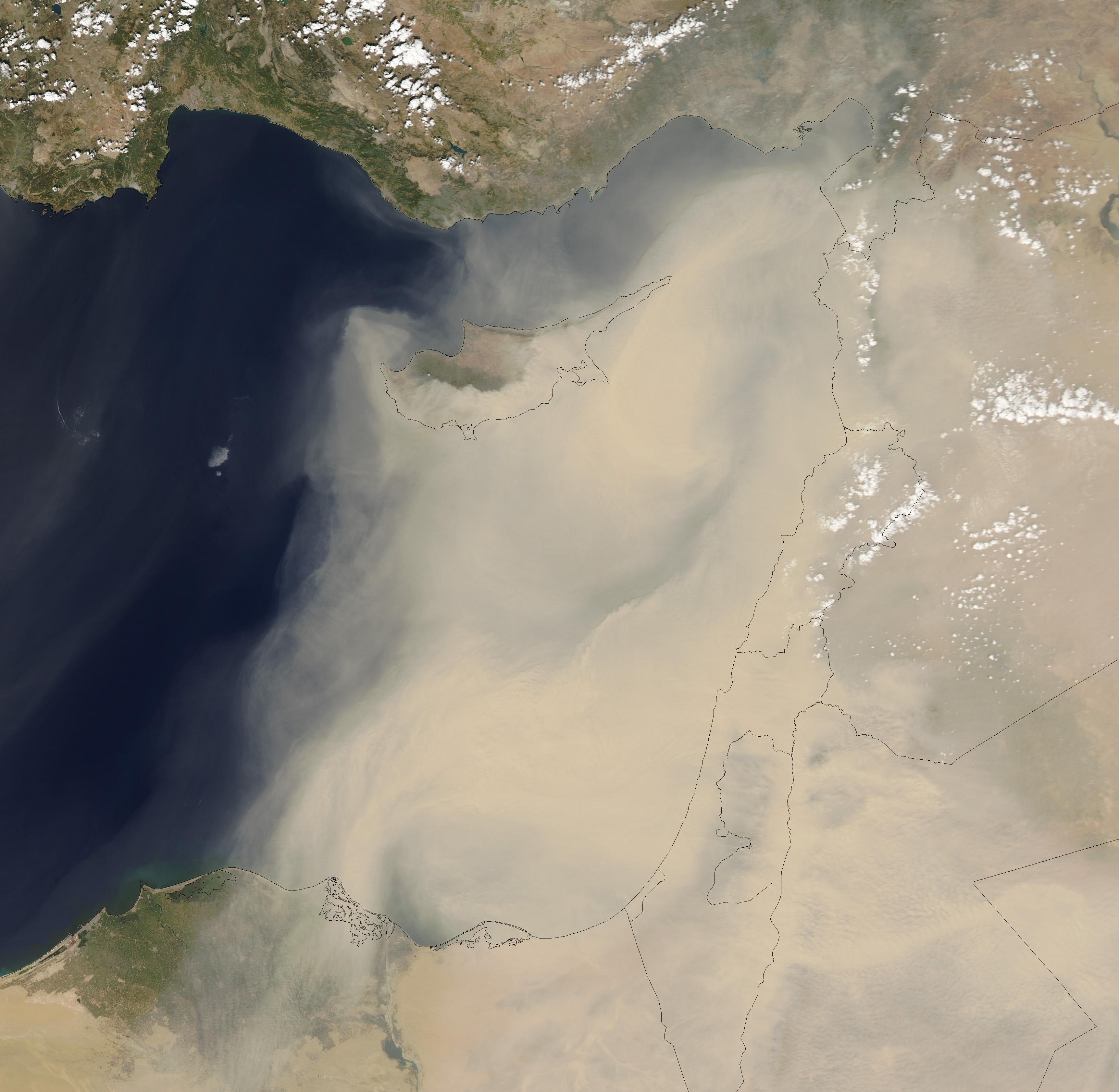 Dust storm over Cyprus, by 2030 precipitation expected to decrease by