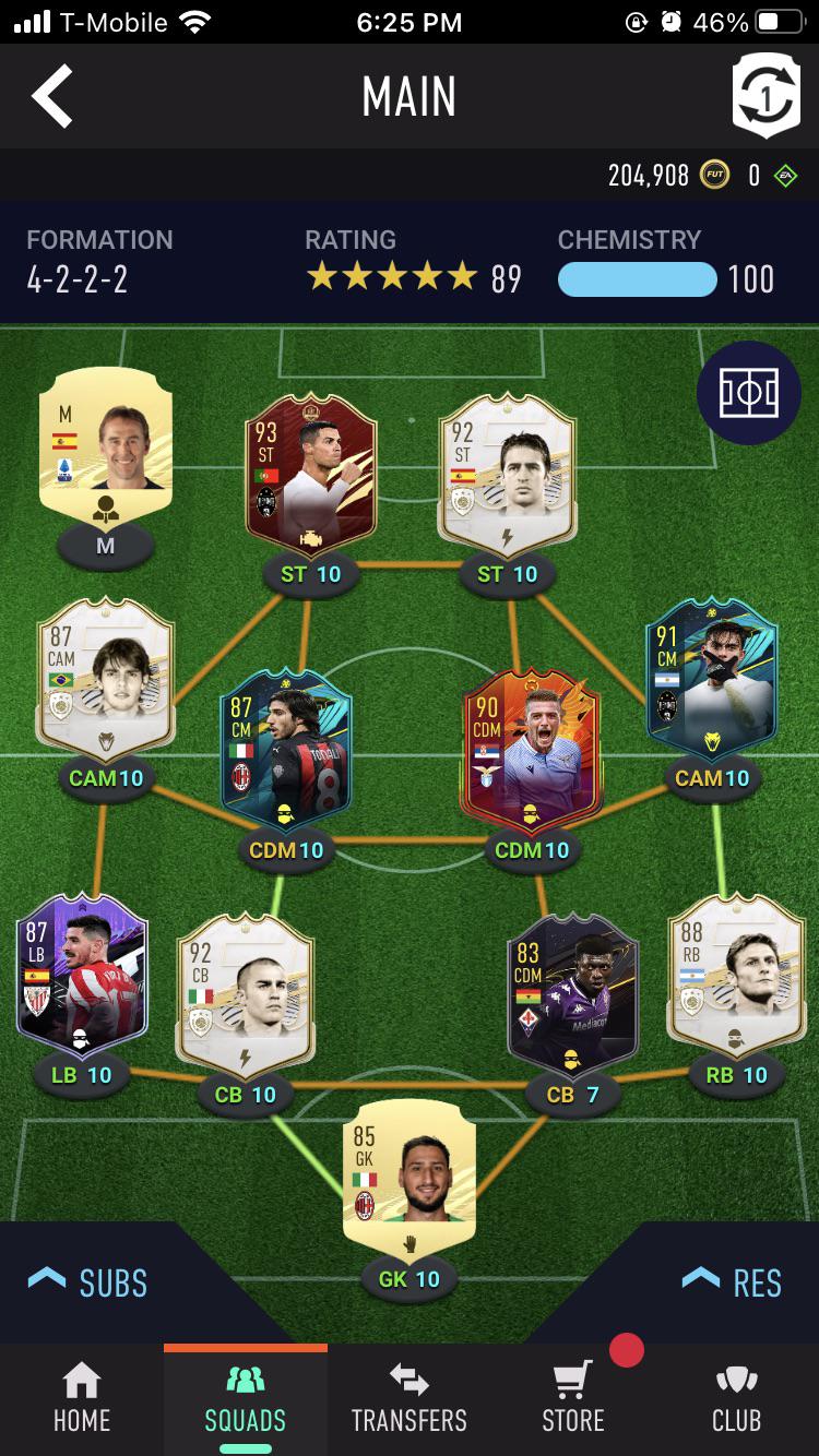 I was going to use 9 swap tokens for Prime Ashley Cole but I got Berchiche today and I believe