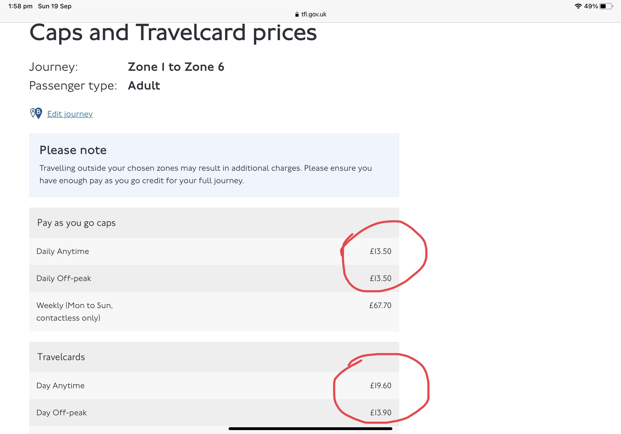 I want to travel zone 16 both peak and nonpeak times with my oyster