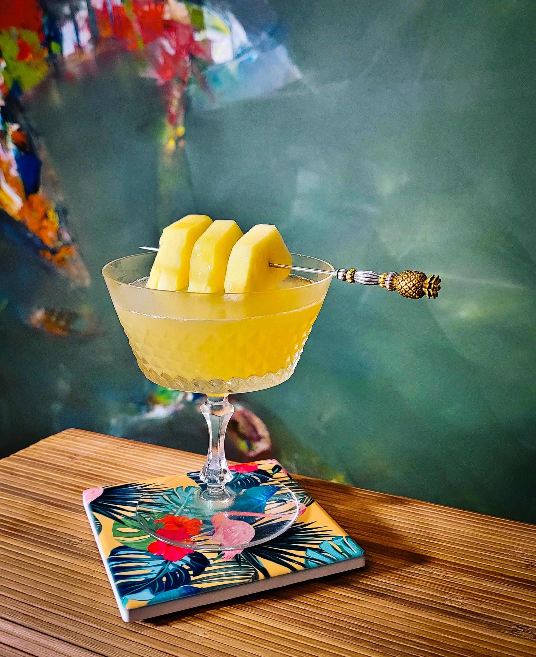 Pago Pago Cocktail Rum, lime, Chartreuse, cacao and pineapple r