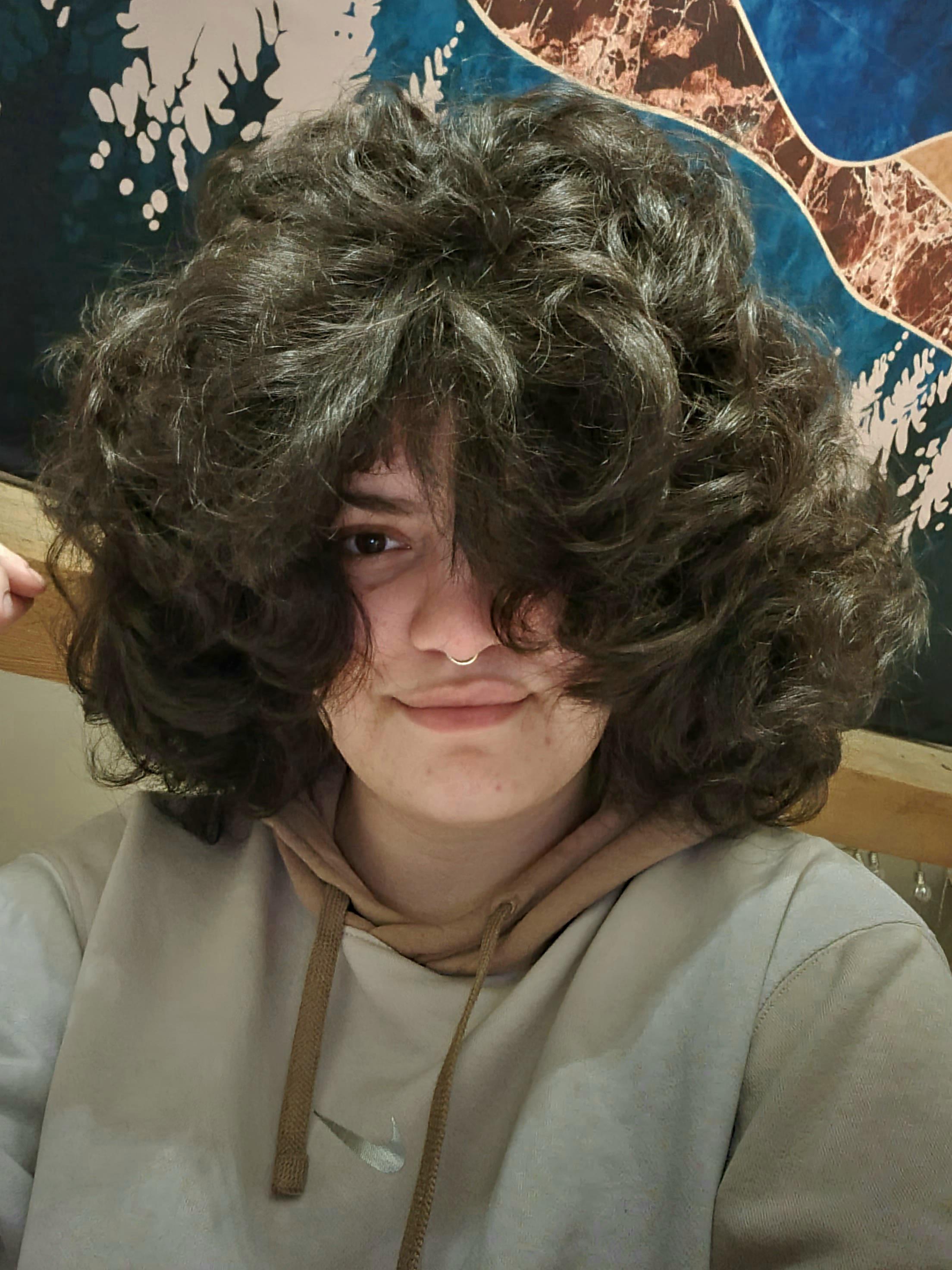 I love brushing my hair before a shower just to see how floofy it gets r/curlyhair