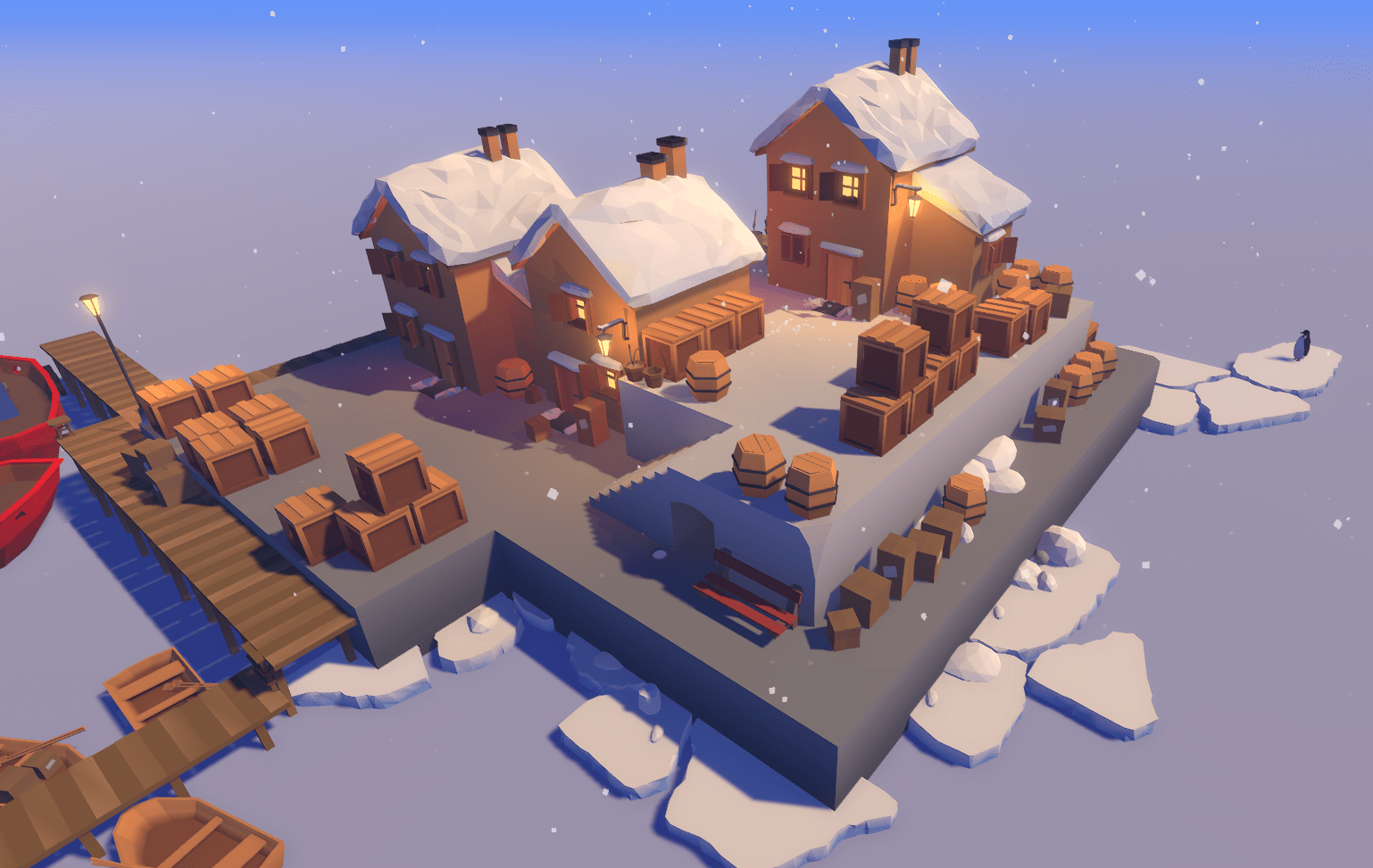 Here's my favourite level from our lowpoly game. Docks! low_poly