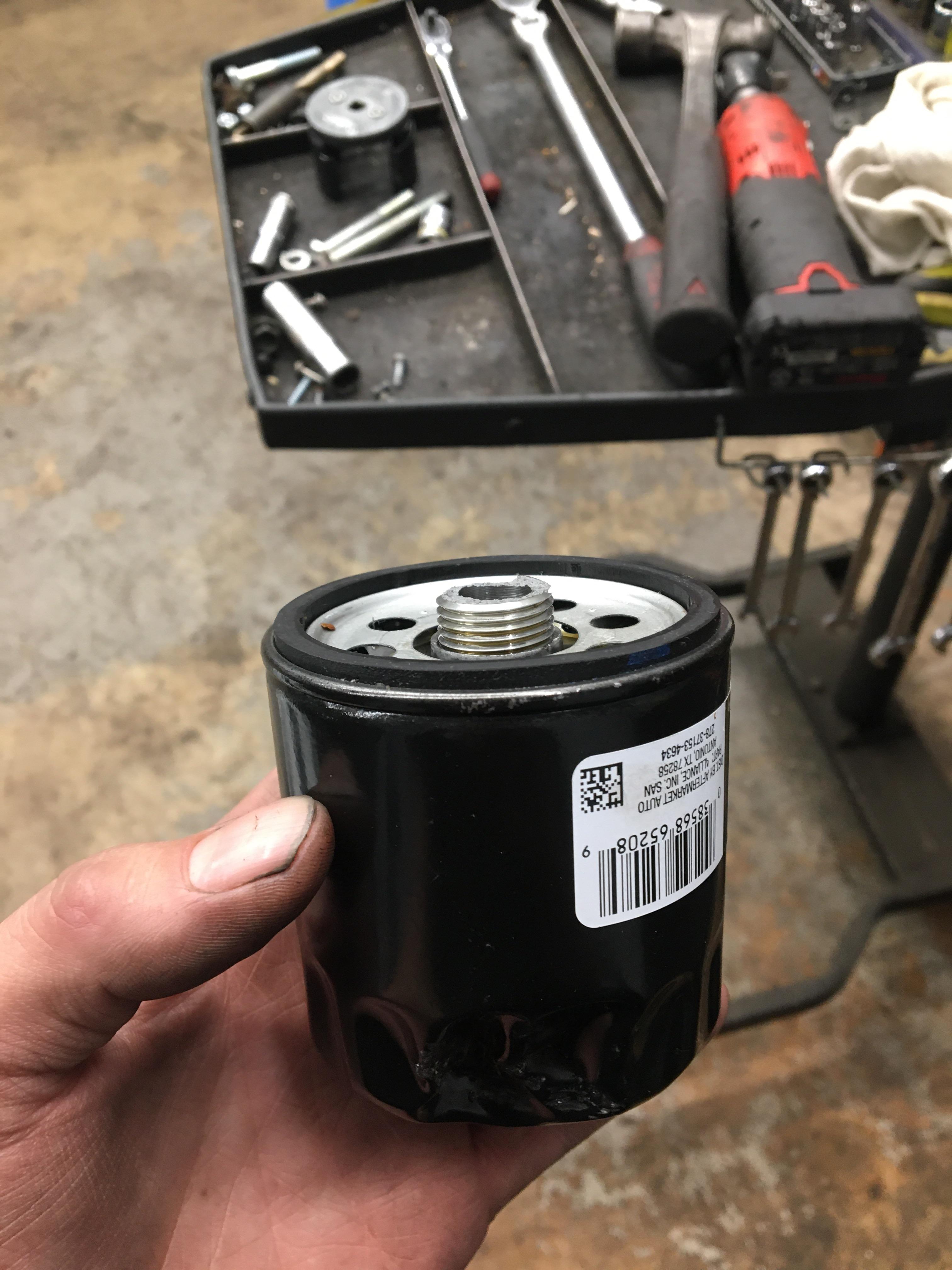 Customer hit a lane divider and ripped off the oil filter and a little