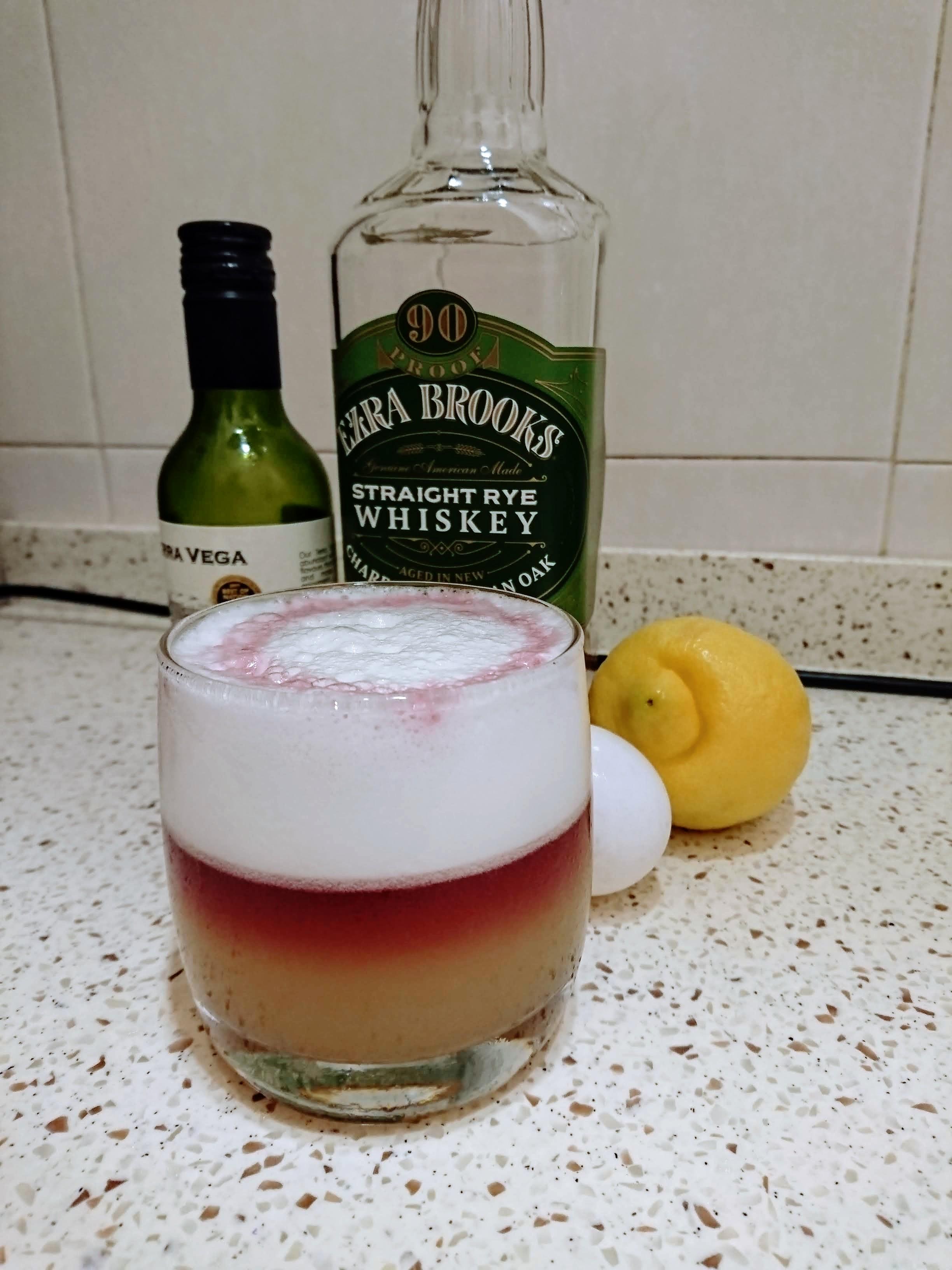 Whiskey Sour using reverse dry shake + Cab Sav wine r/cocktails