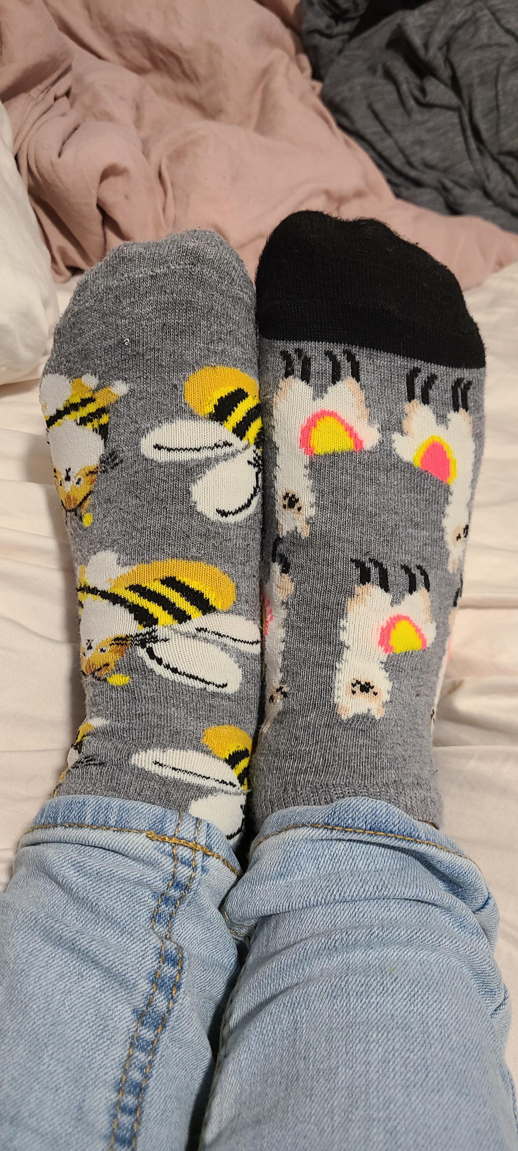 Some mismatched socks I wore out in the humid air today r/usedsocks